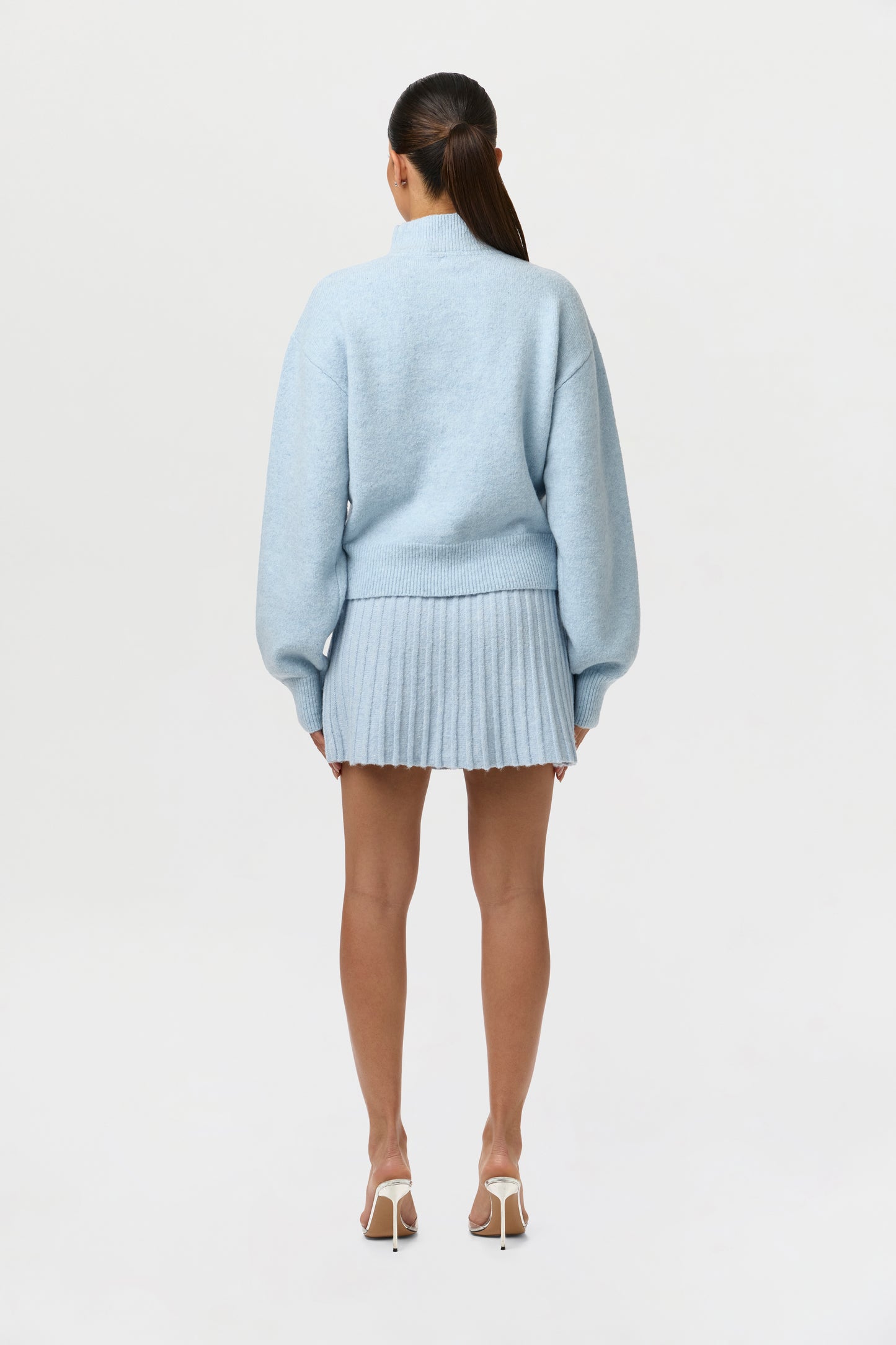 Pleated Knit Sweater Mini Skirt