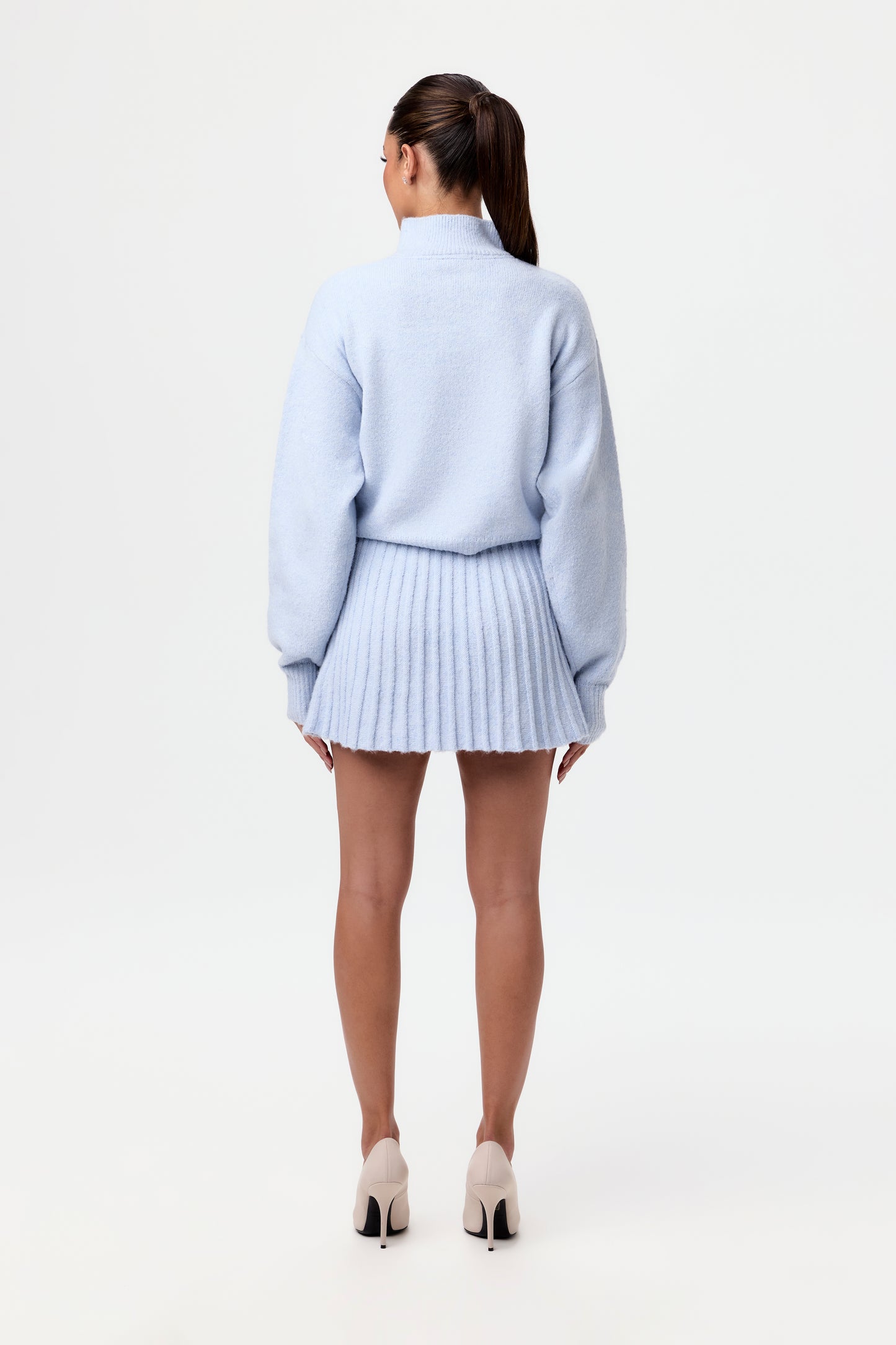 Pleated Knit Sweater Mini Skirt