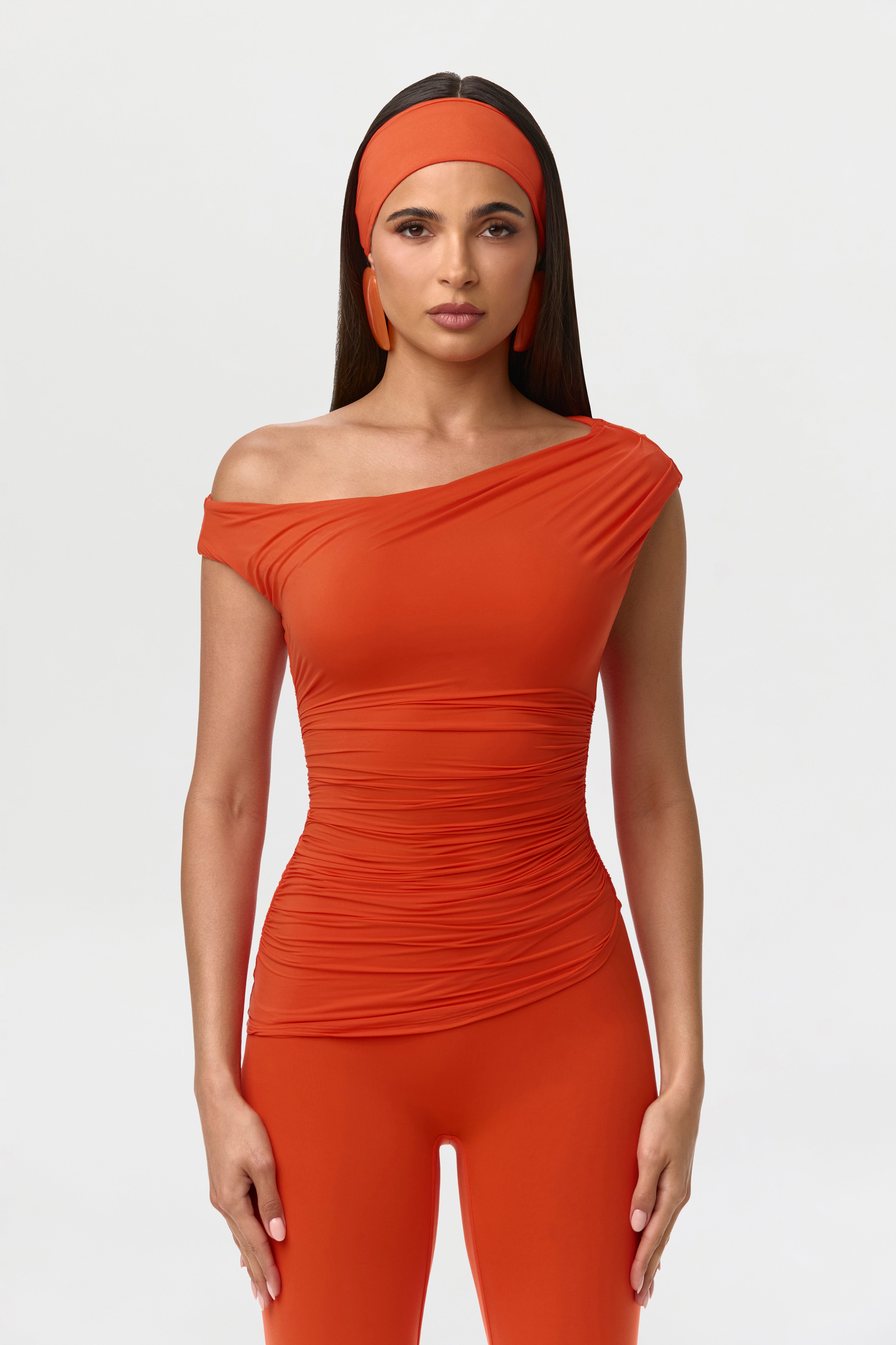 Naked Off-Shoulder Ruched Top