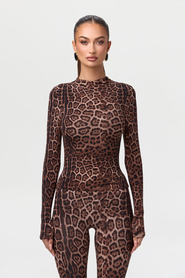 Naked Print Mock Neck Top