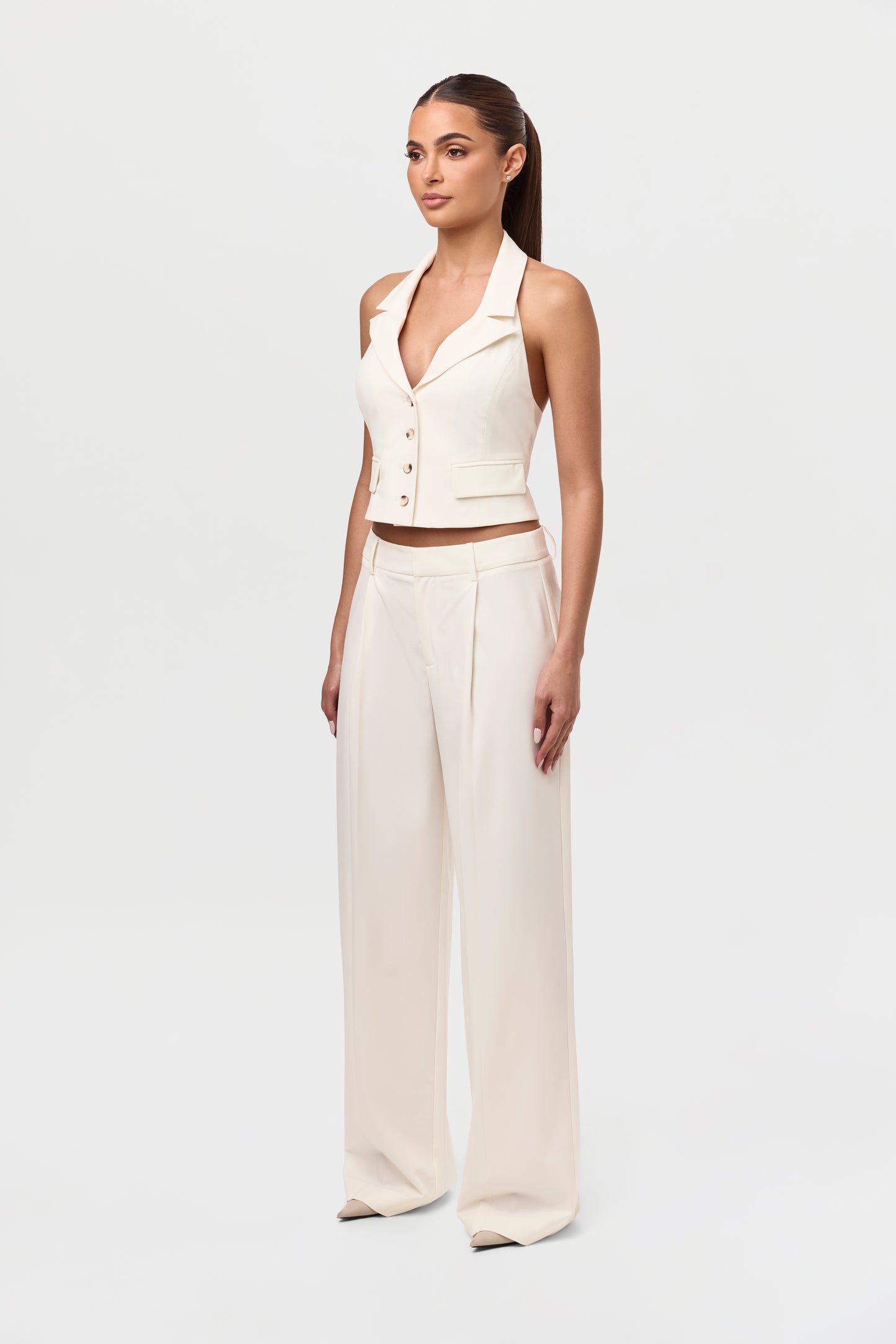 Pleated Wide Leg Suit Pant