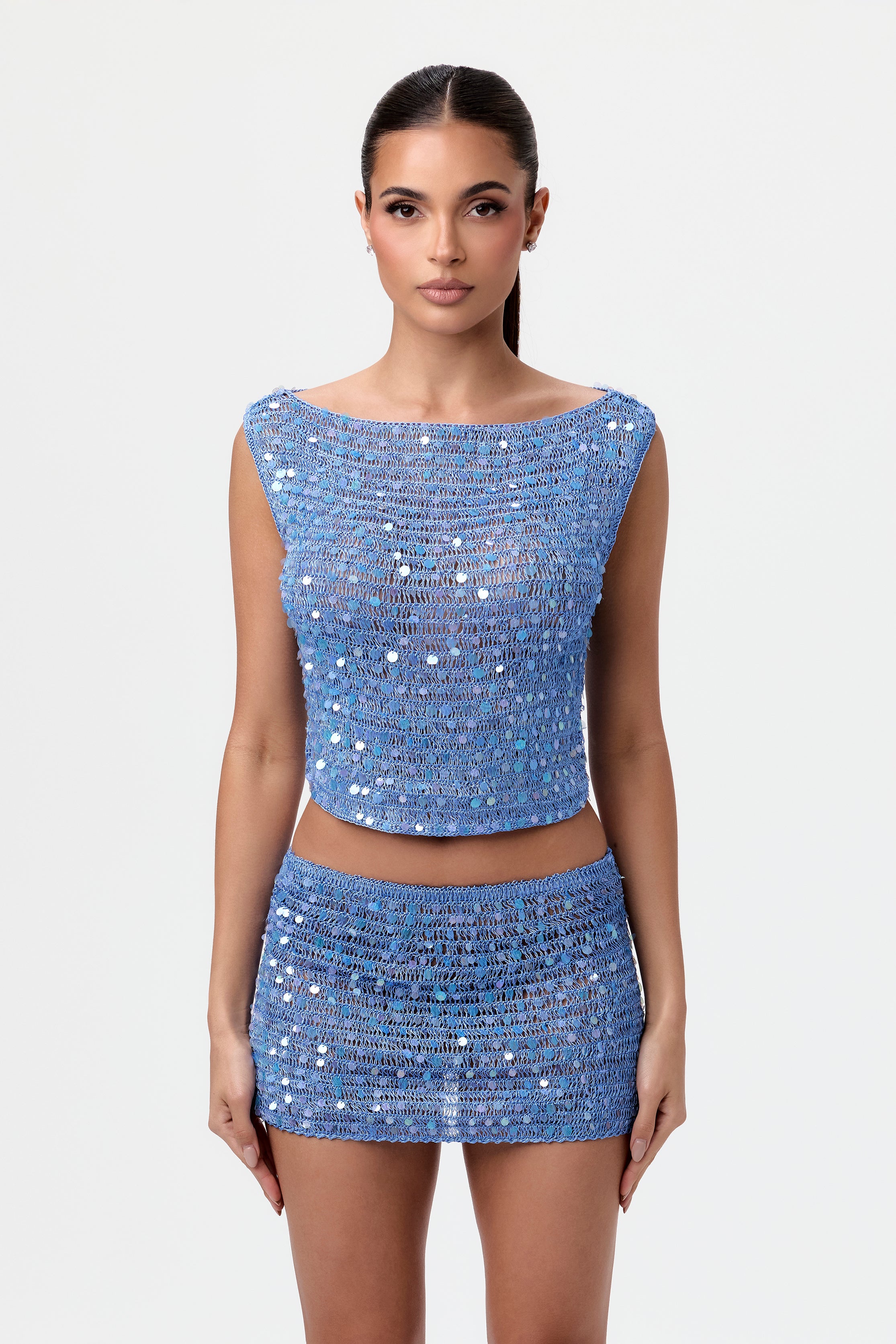 Sequin Boat Neck Top