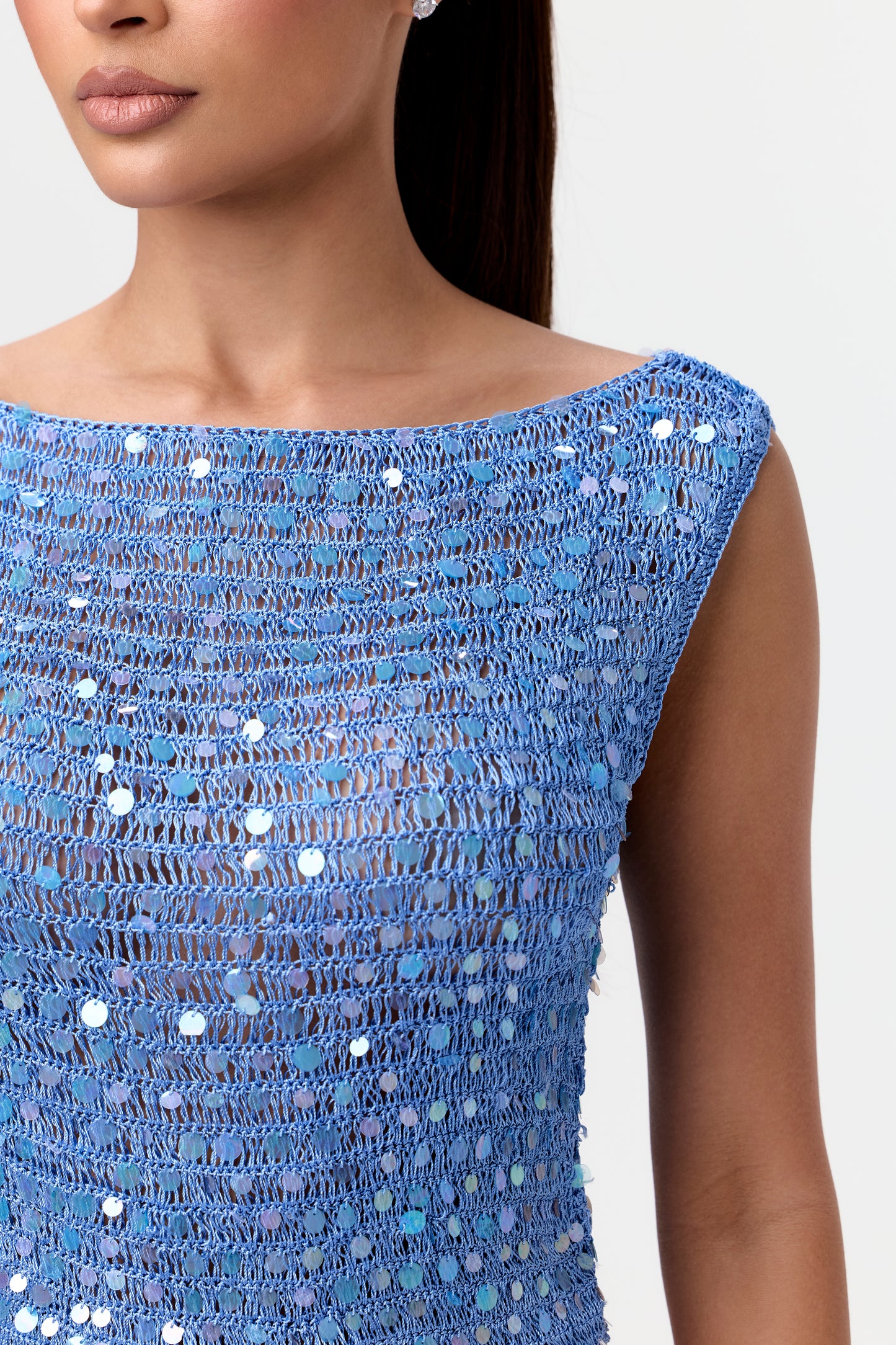 Sequin Boat Neck Top