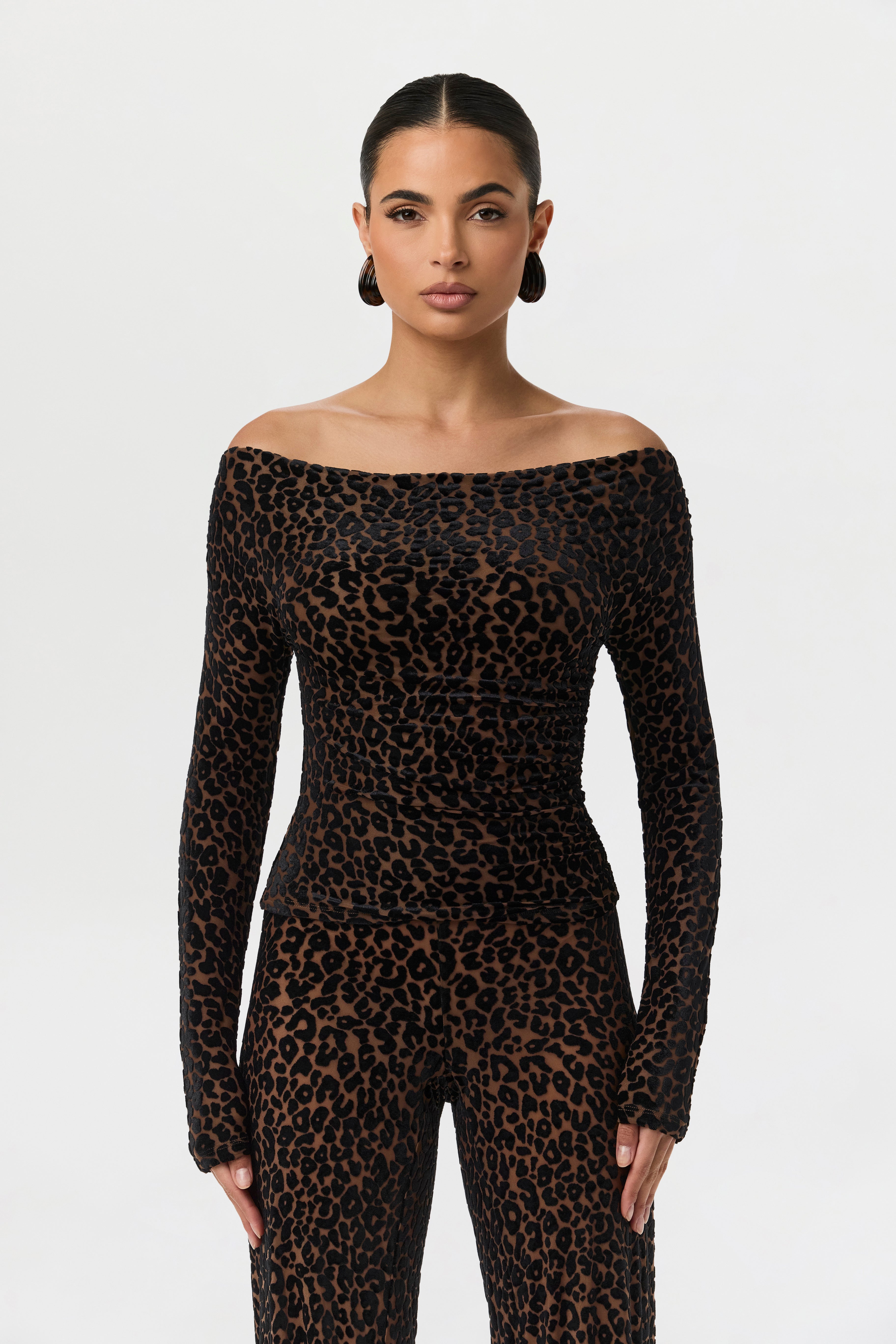 Burnout Print Off-Shoulder Top – Naked Wardrobe
