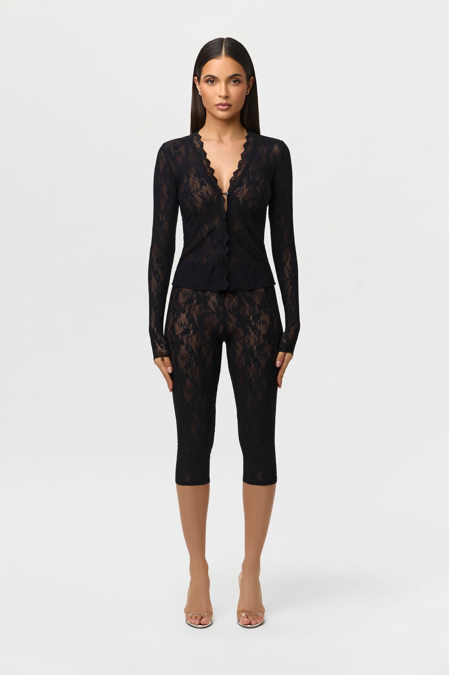 Stretch Lace Cropped Legging
