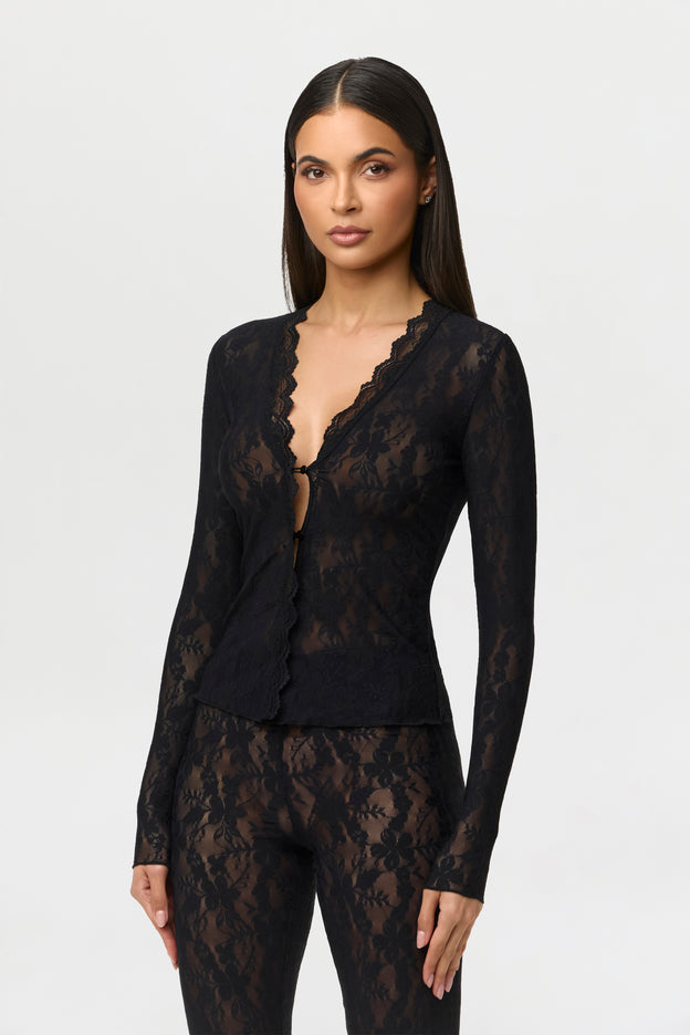 Stretch Lace Cardigan Top