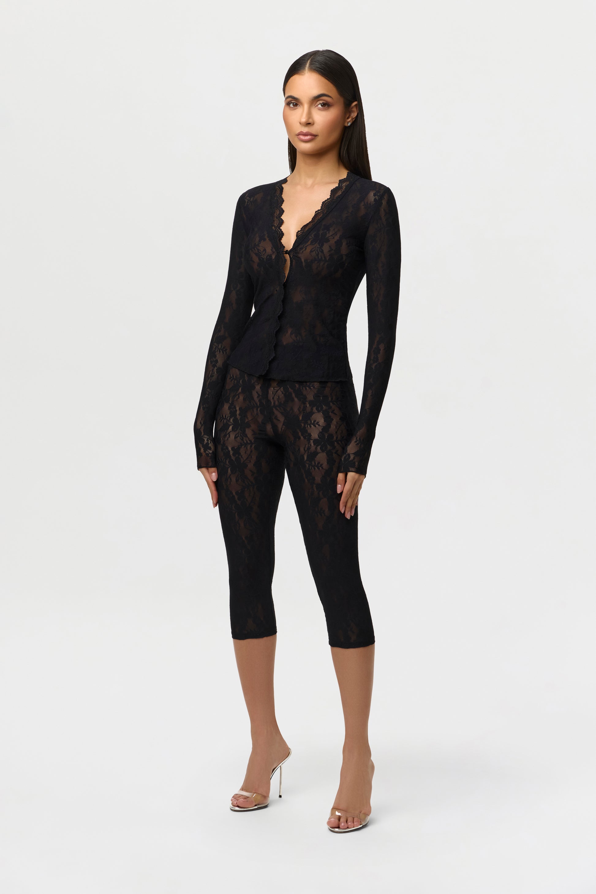 Stretch Lace Cropped Legging