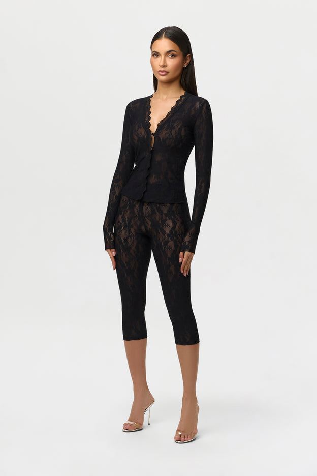 Stretch Lace Cropped Legging