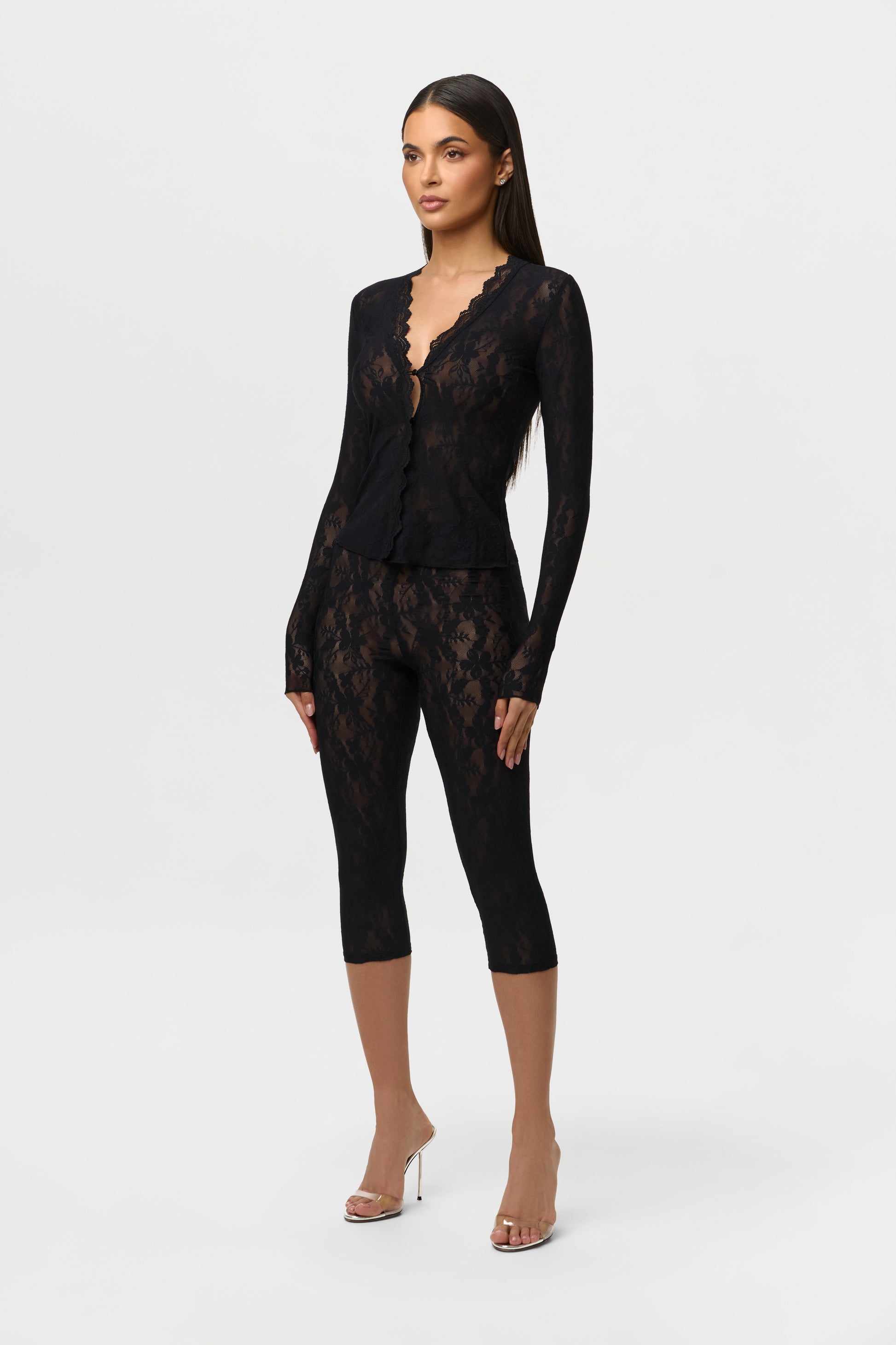 Stretch Lace Cropped Legging