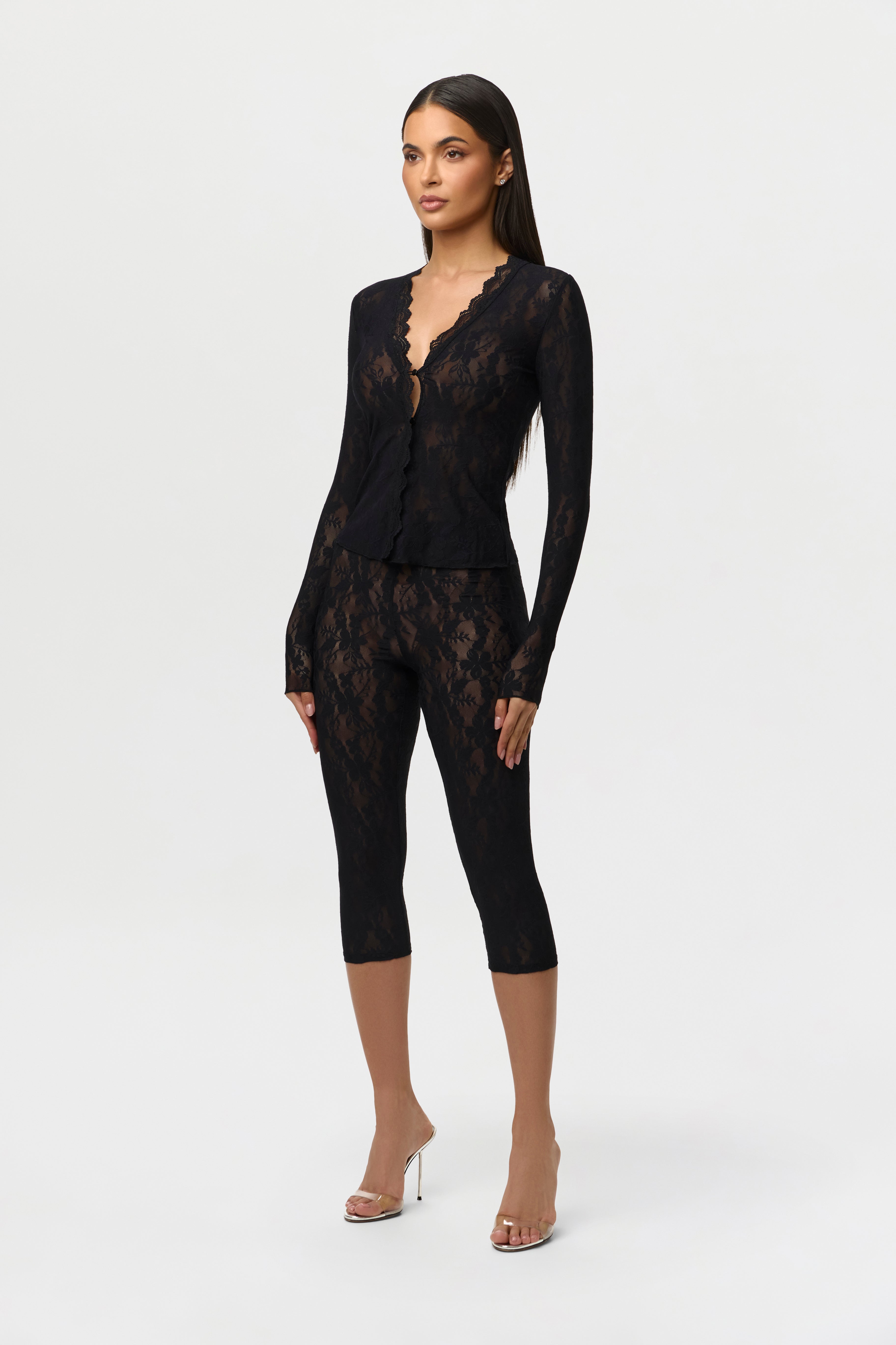 Stretch Lace Cropped Legging