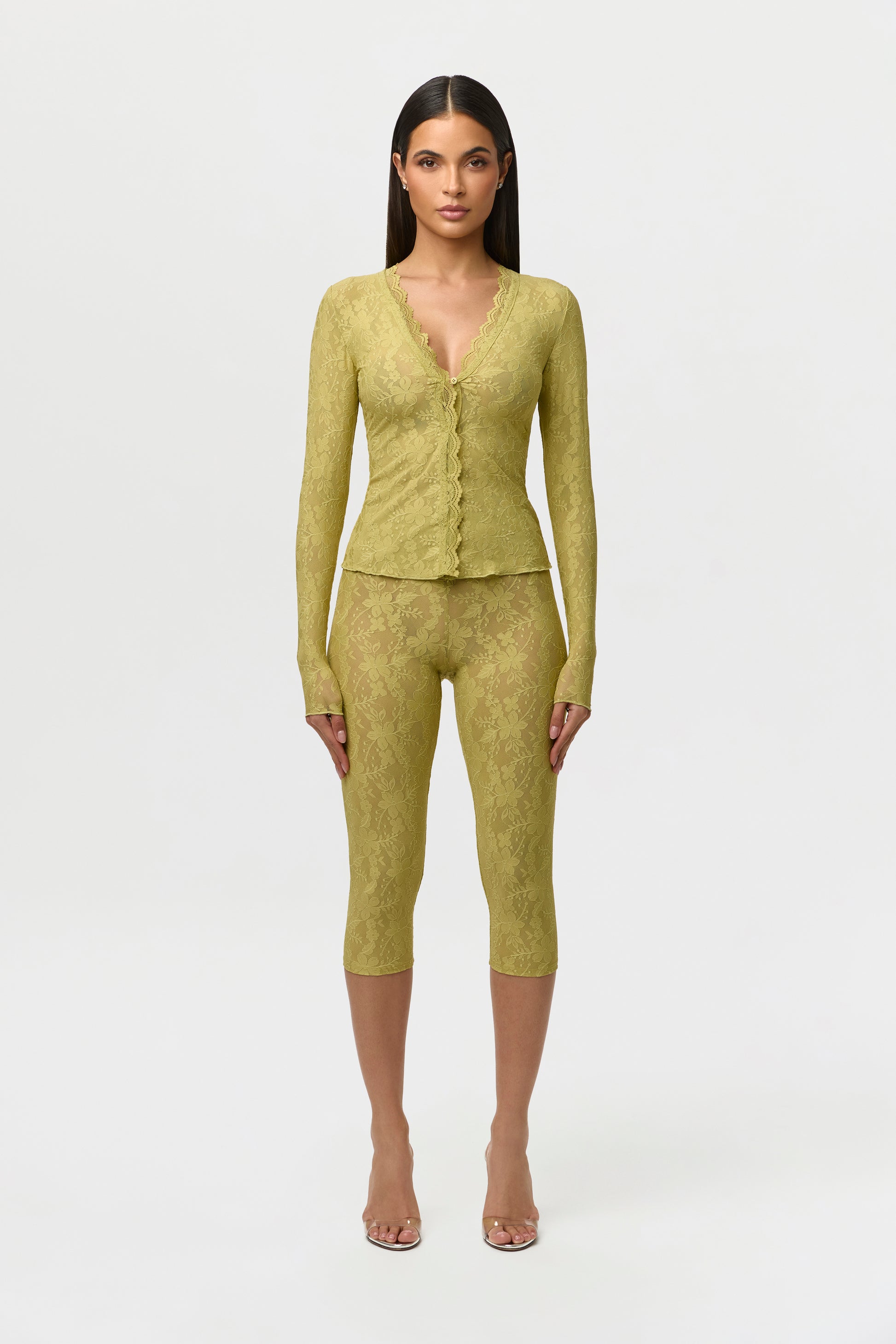 Stretch Lace Cropped Legging