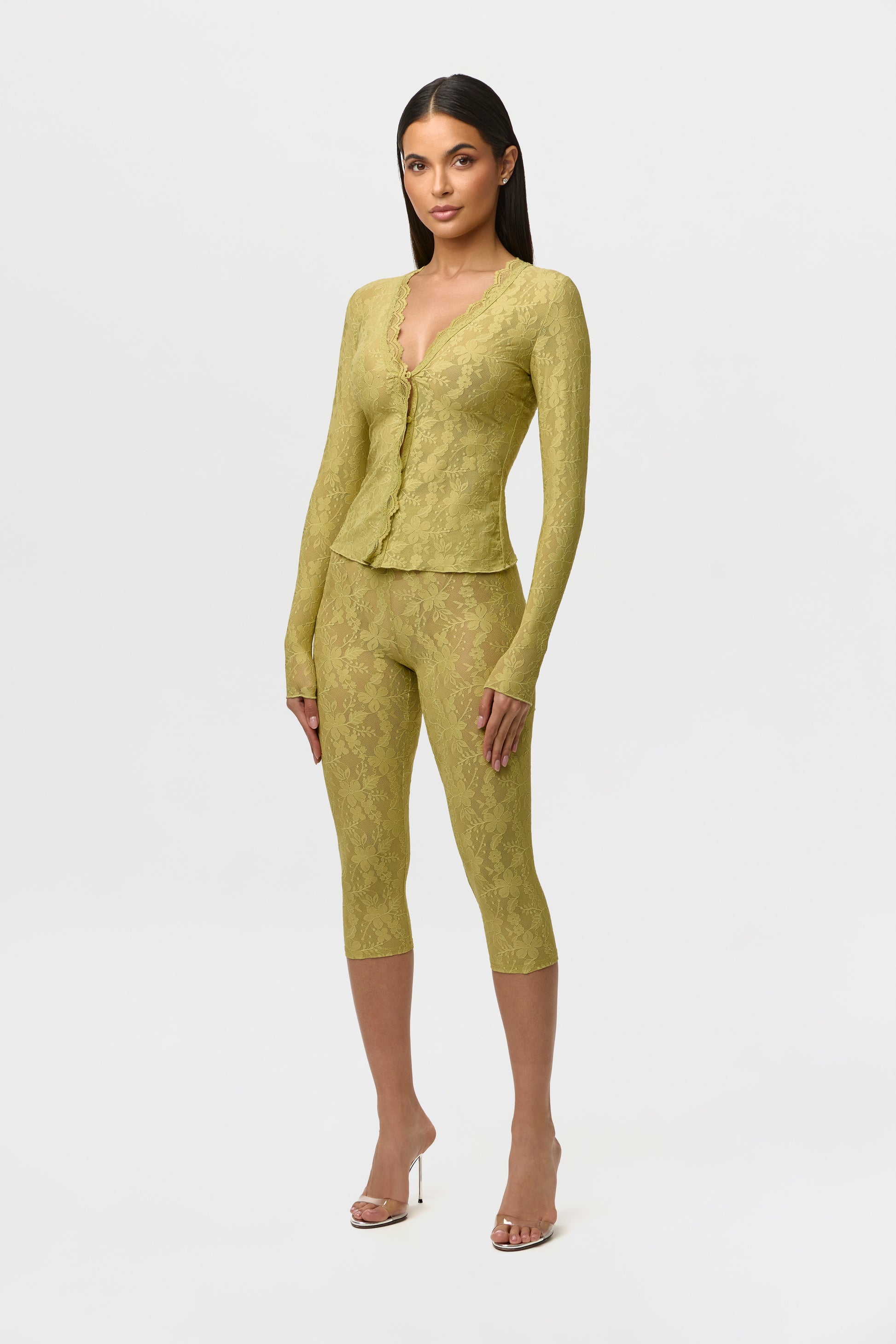 Stretch Lace Cropped Legging