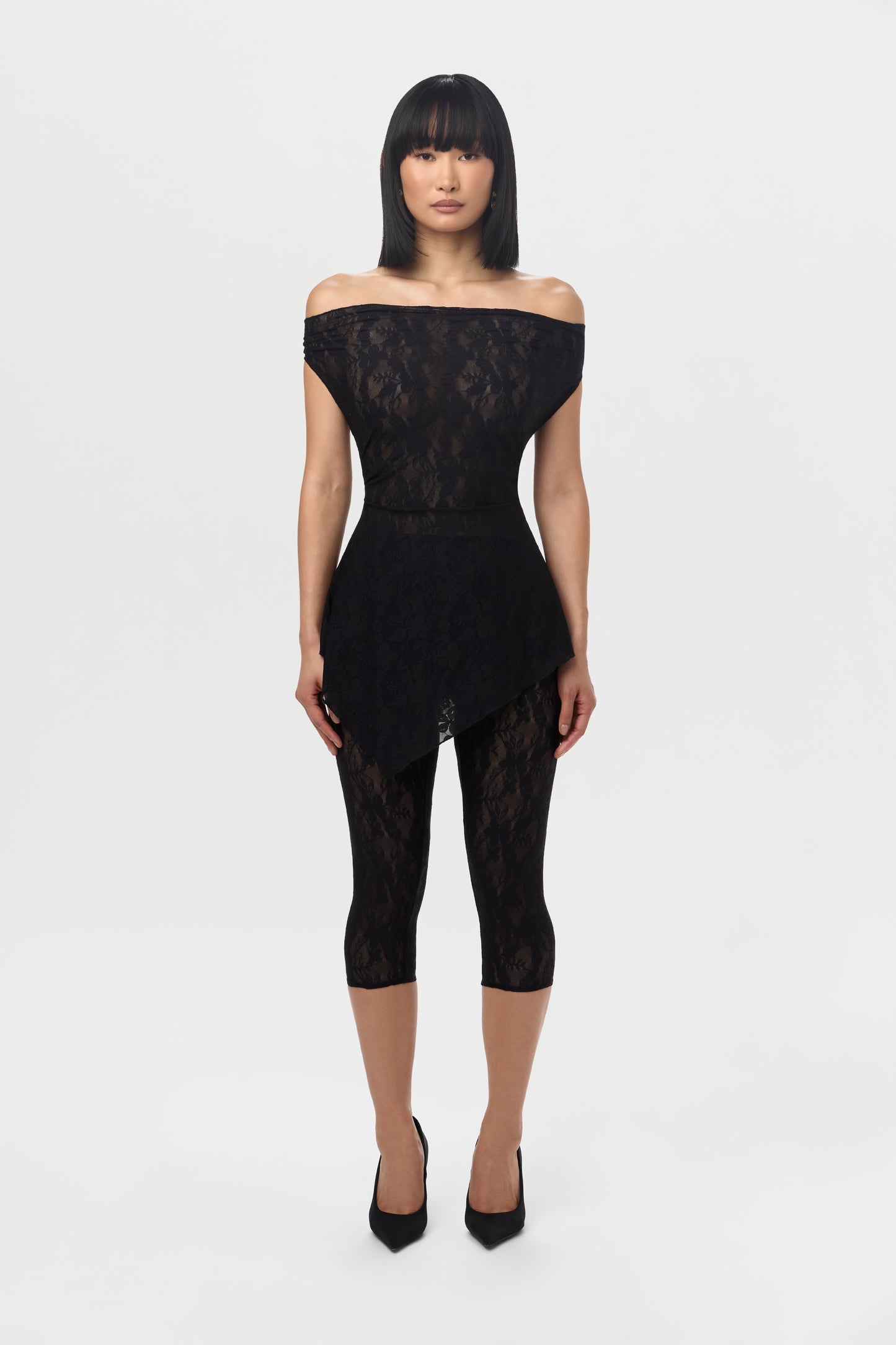 Stretch Lace Off-Shoulder Top