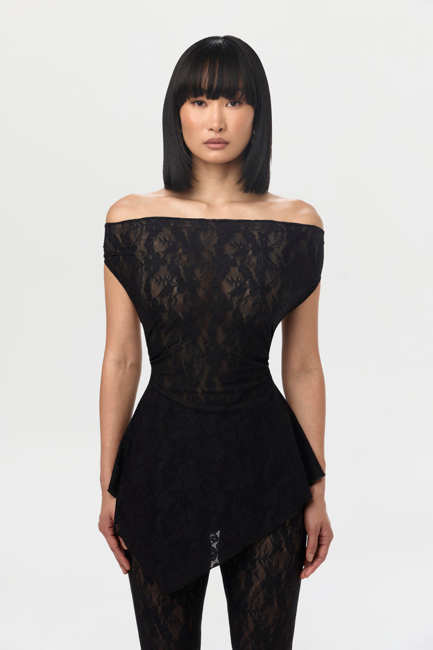 Stretch Lace Off-Shoulder Top