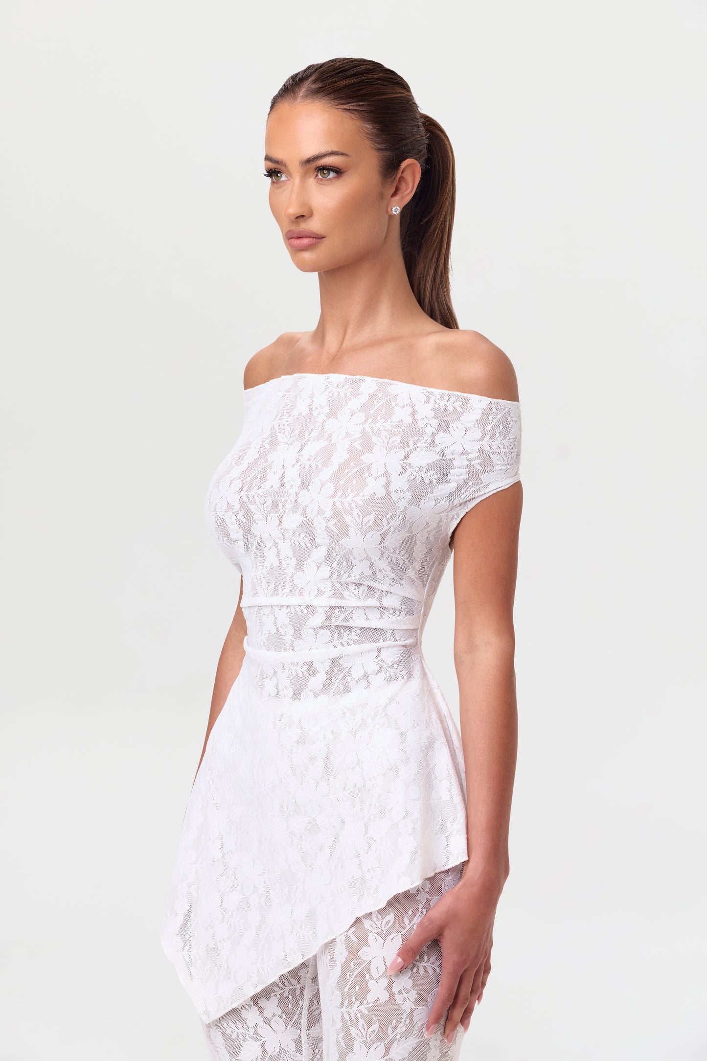 Stretch Lace Off-Shoulder Top