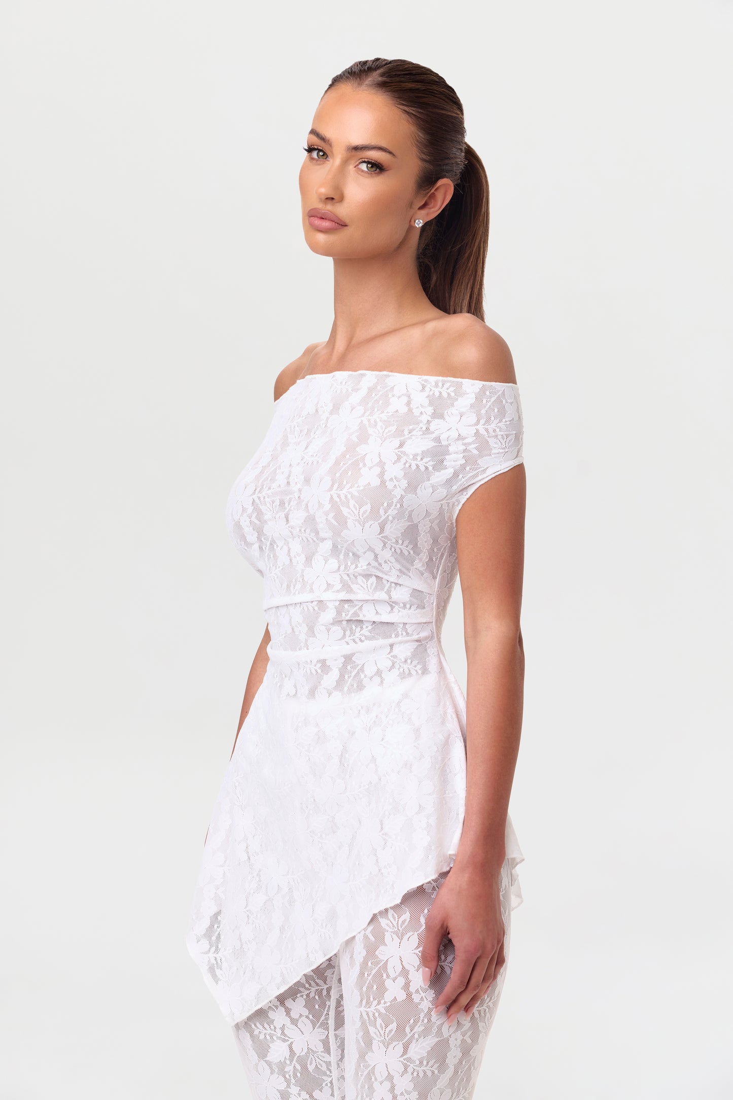 Stretch Lace Off-Shoulder Top