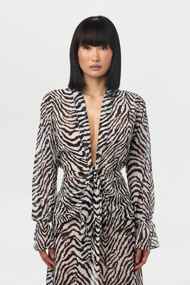 Chiffon Plunge Wrap Top