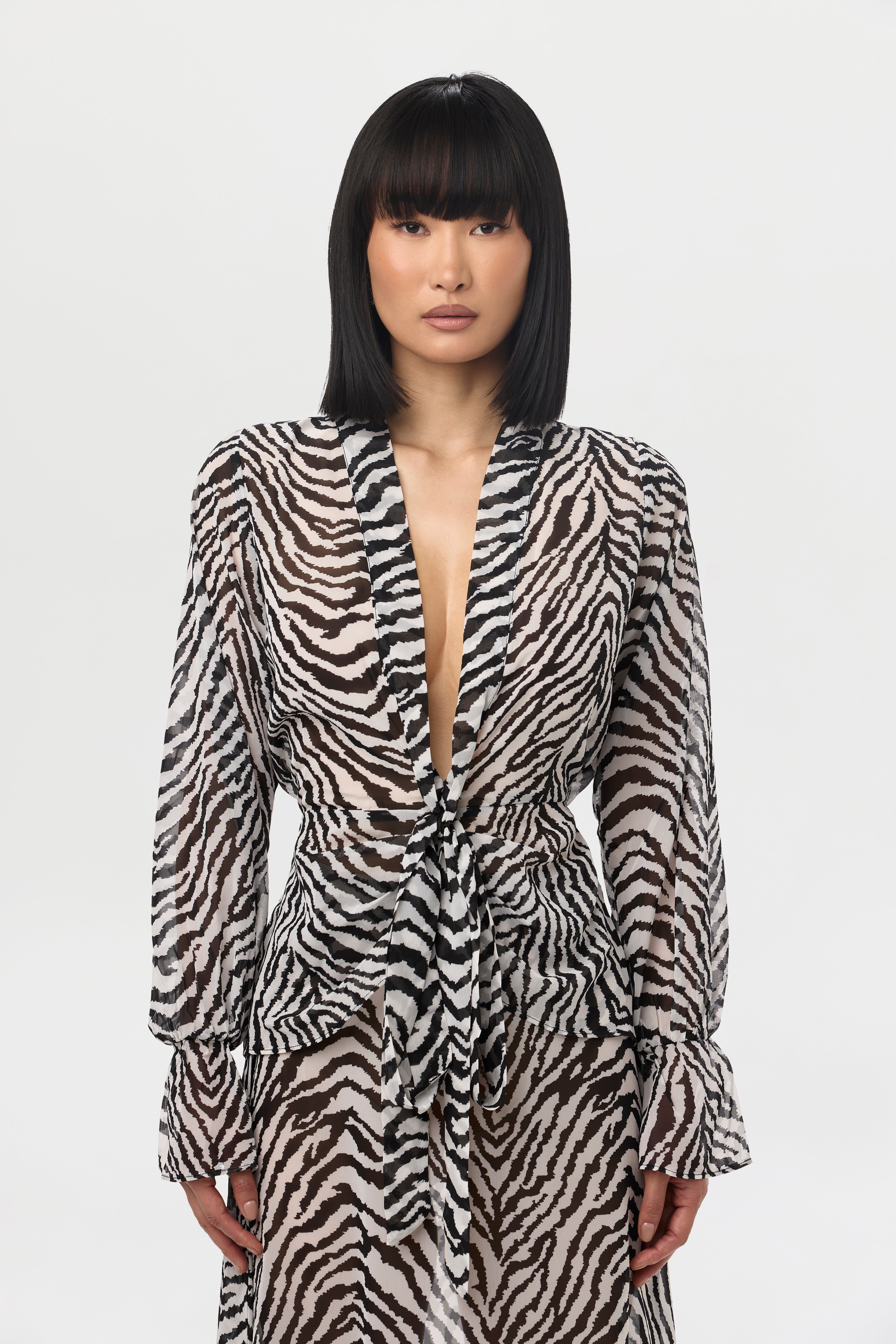 Chiffon Plunge Wrap Top