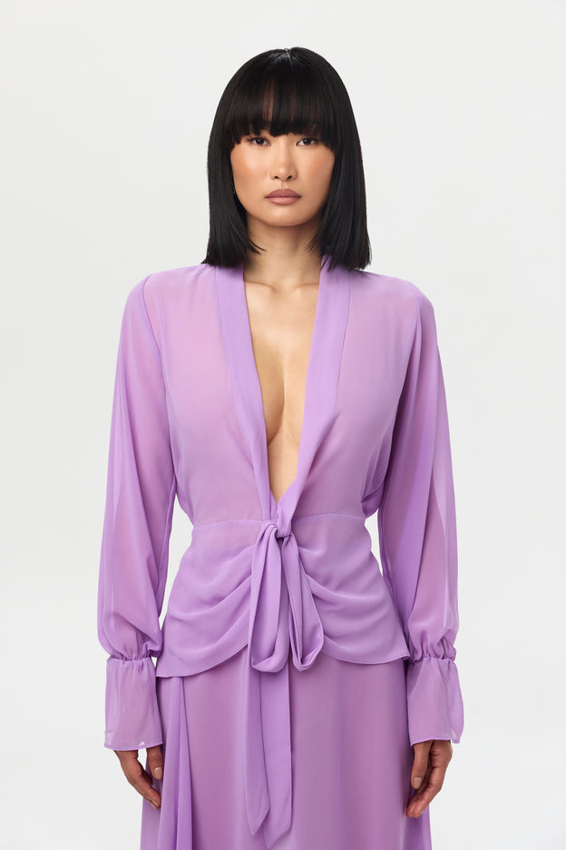 Chiffon Plunge Wrap Top
