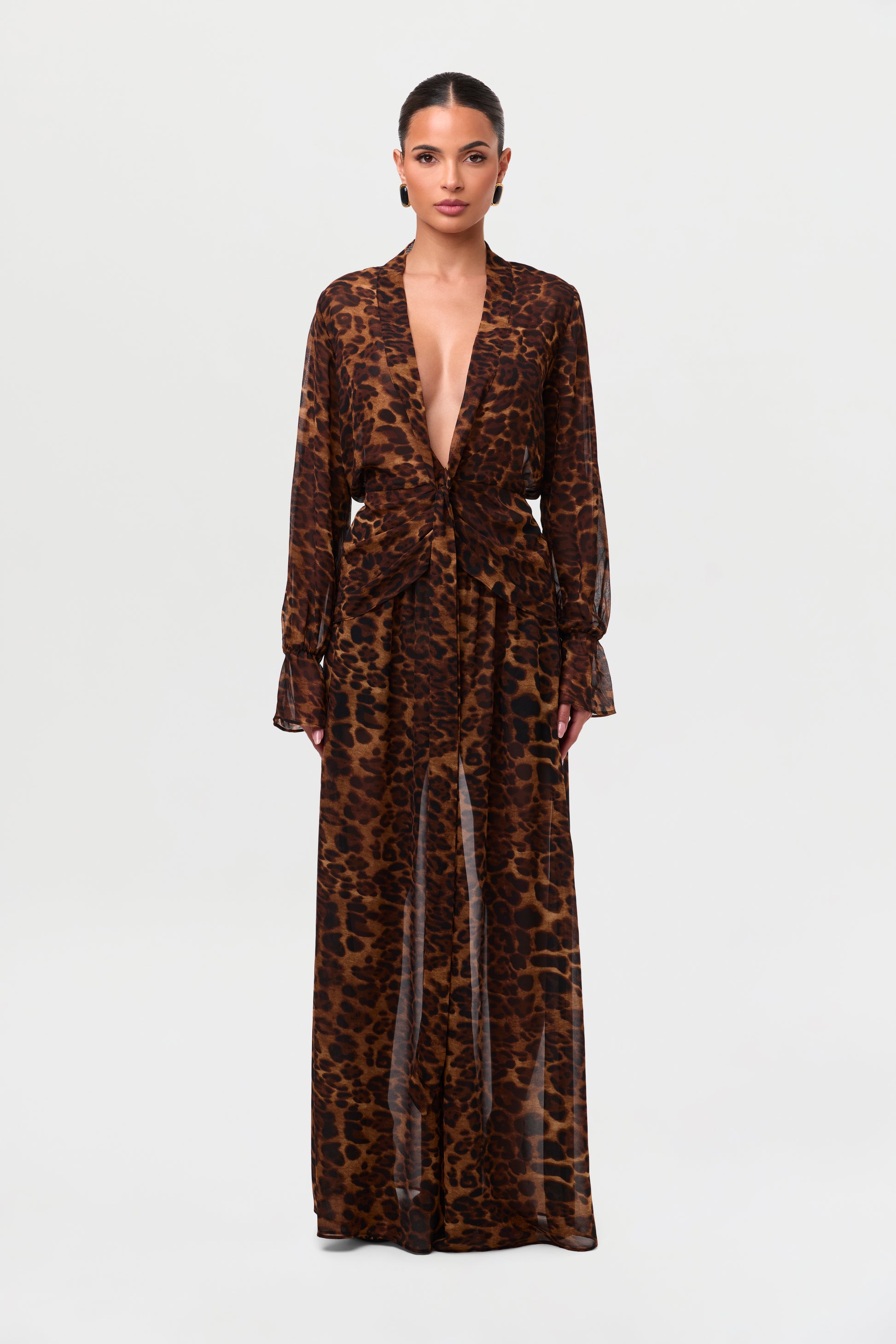 Chiffon Plunge Wrap Top