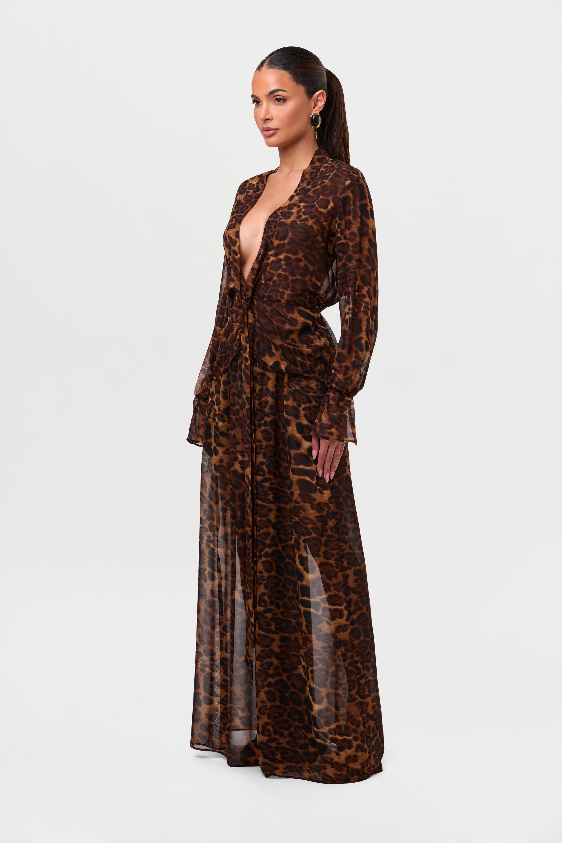 Chiffon Plunge Wrap Top