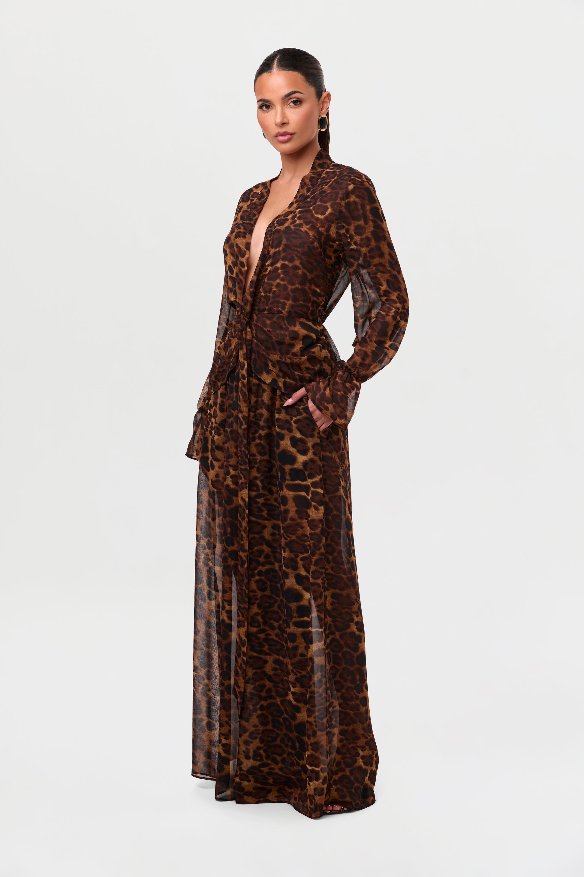 Chiffon Plunge Wrap Top