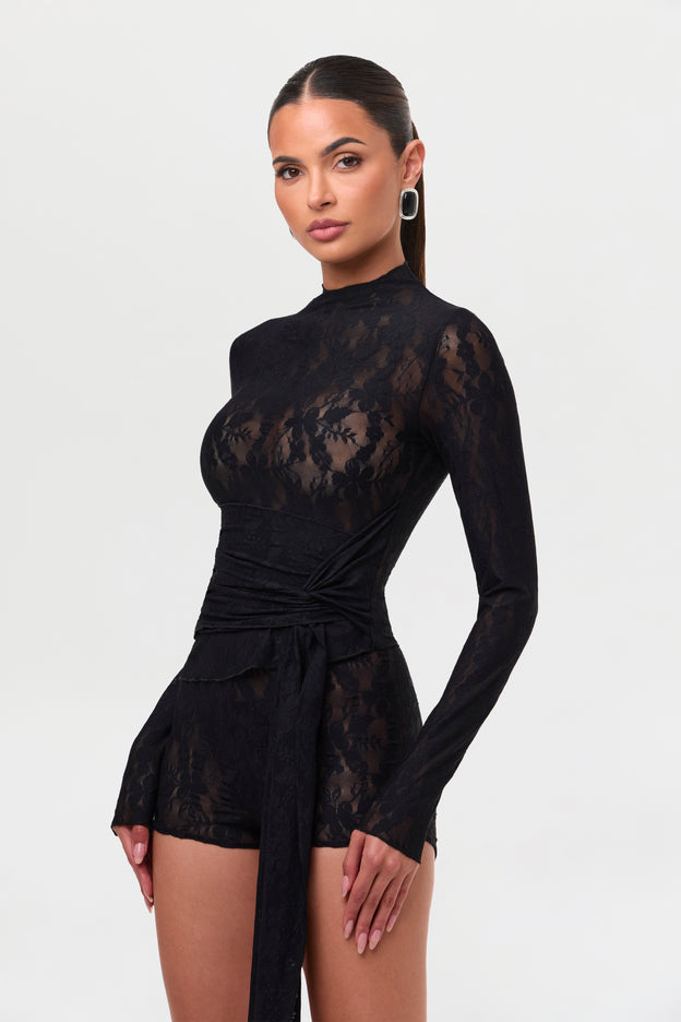 Stretch Lace Drape Top