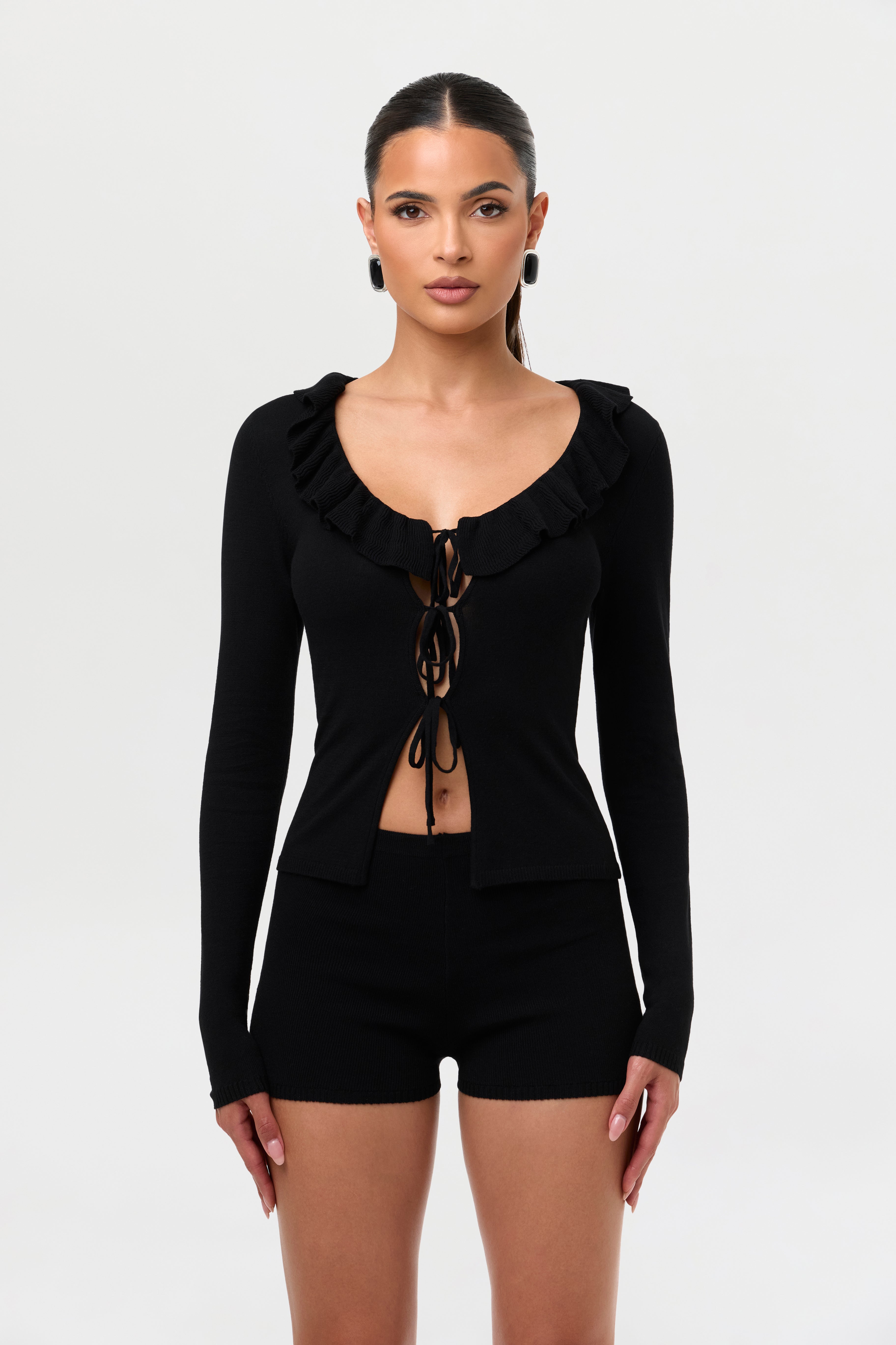 Knit Ruffle Cardigan Top