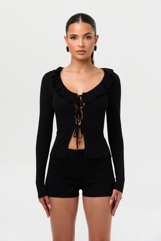 Knit Ruffle Cardigan Top