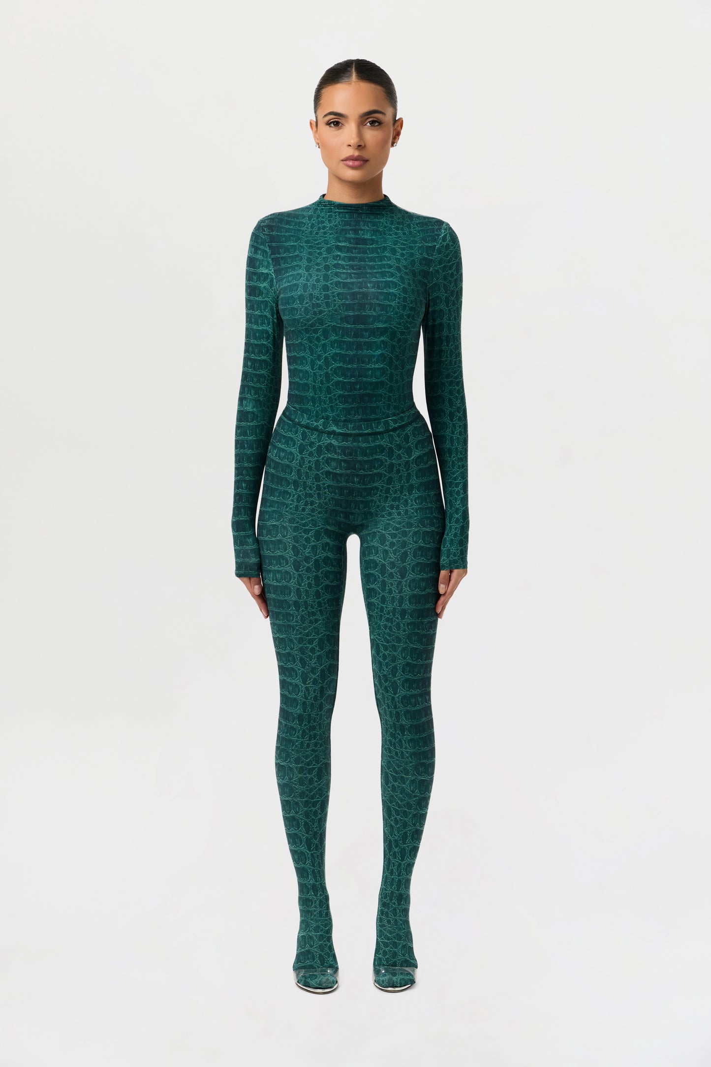 Naked Print Mock Neck Top