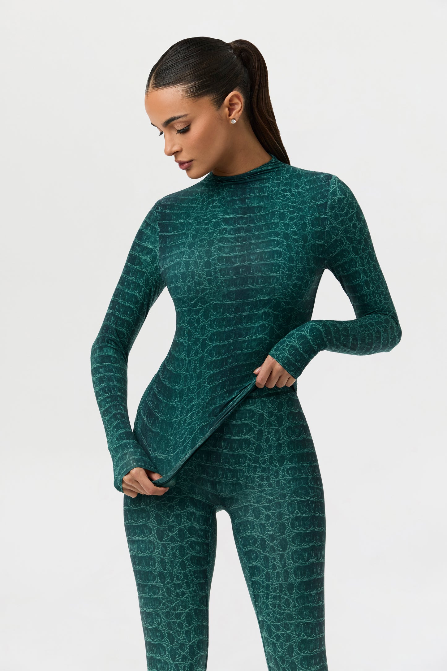 Naked Print Mock Neck Top