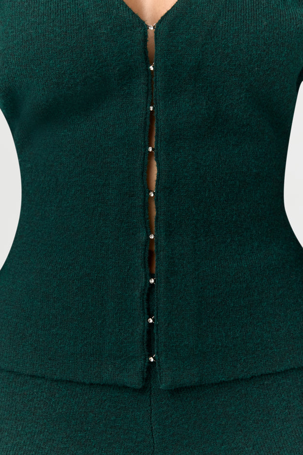 Knit Rhinestone Button Up Cardigan