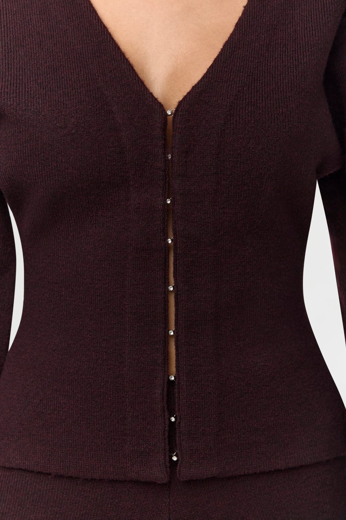 Knit Rhinestone Button Up Cardigan