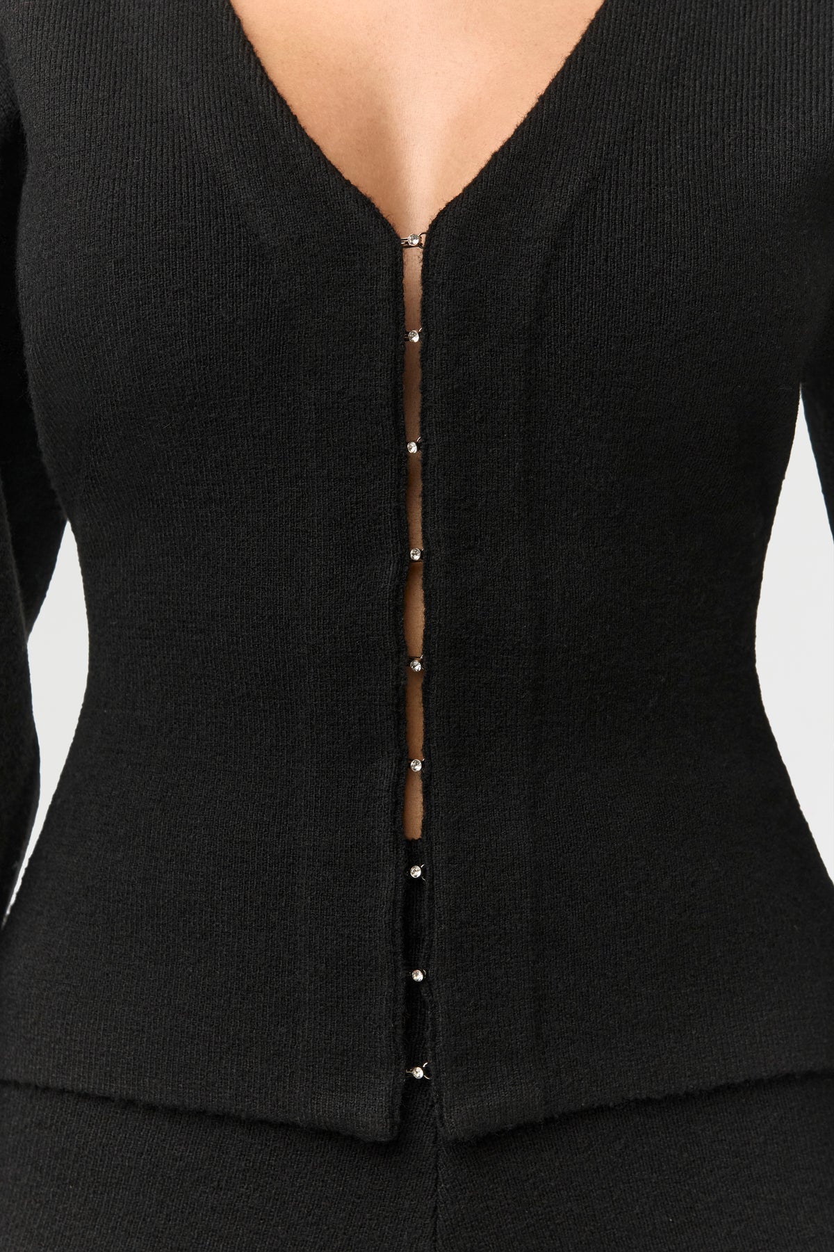 Knit Rhinestone Button Up Cardigan