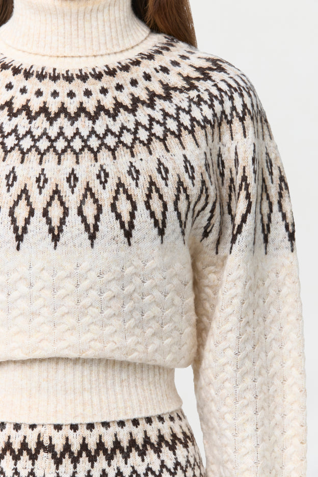 Knit Turtleneck Fair Isle Sweater
