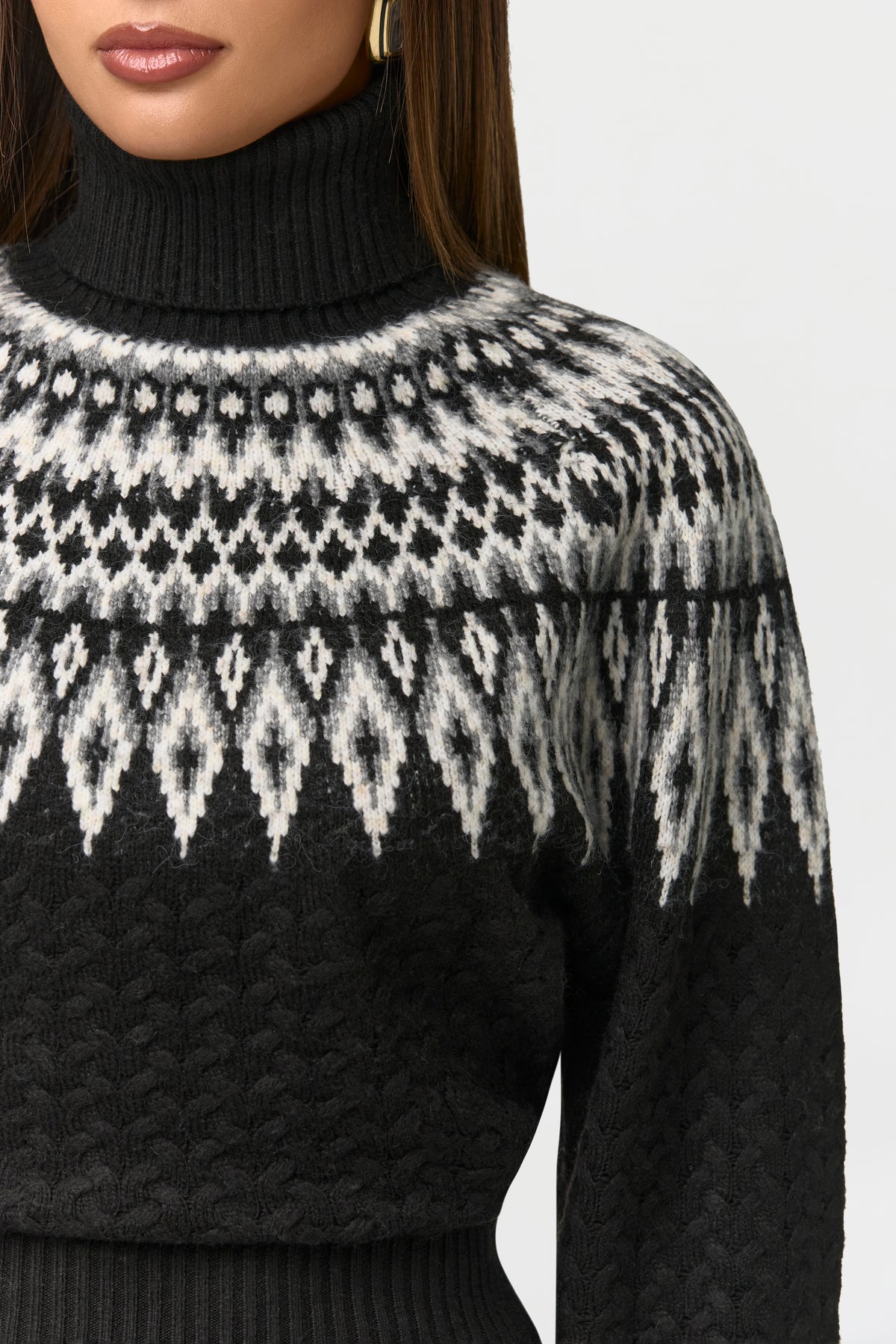 Knit Turtleneck Fair Isle Sweater
