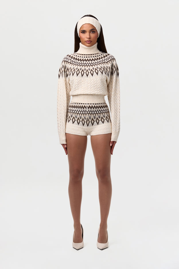 Knit Turtleneck Fair Isle Sweater