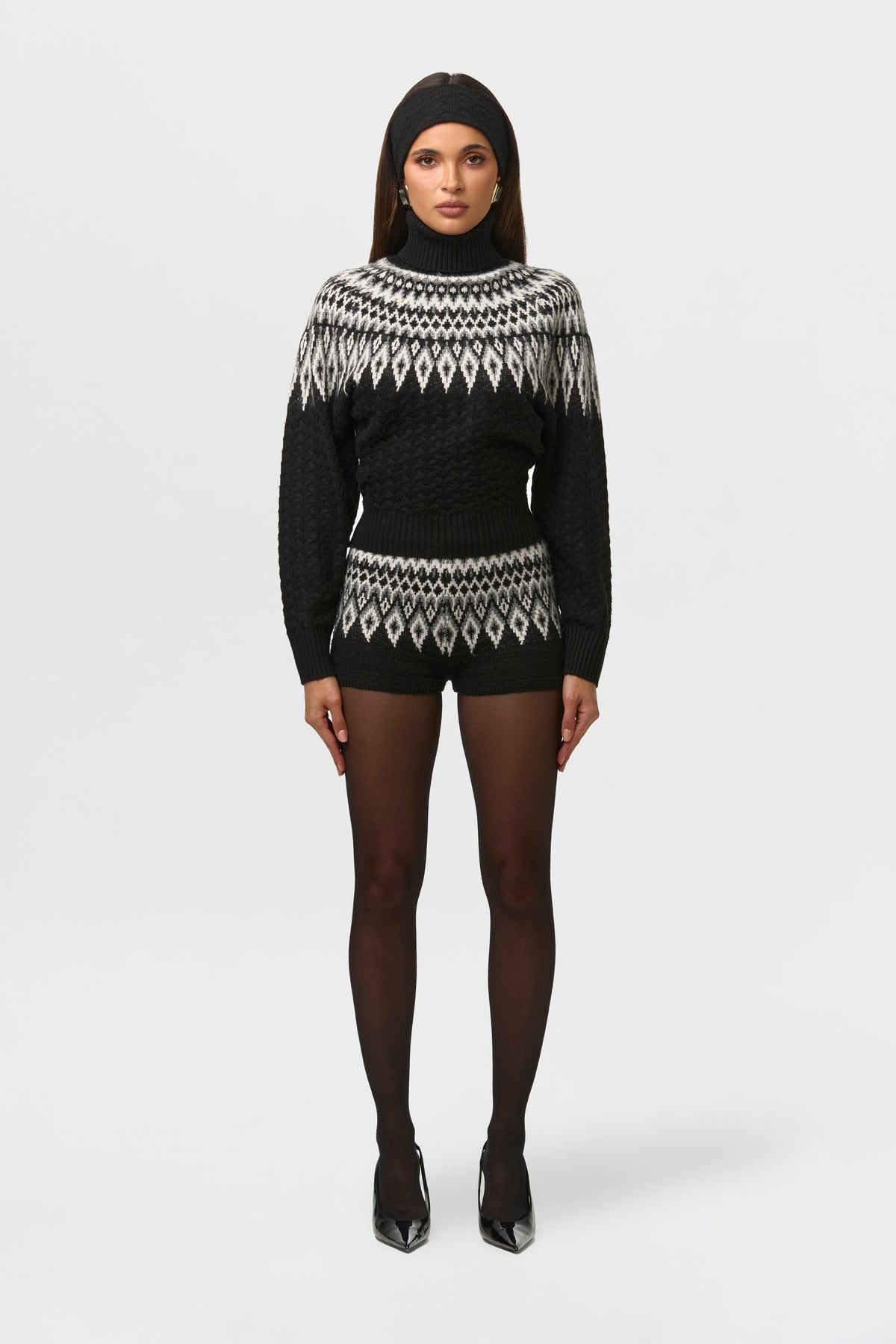 Knit Turtleneck Fair Isle Sweater