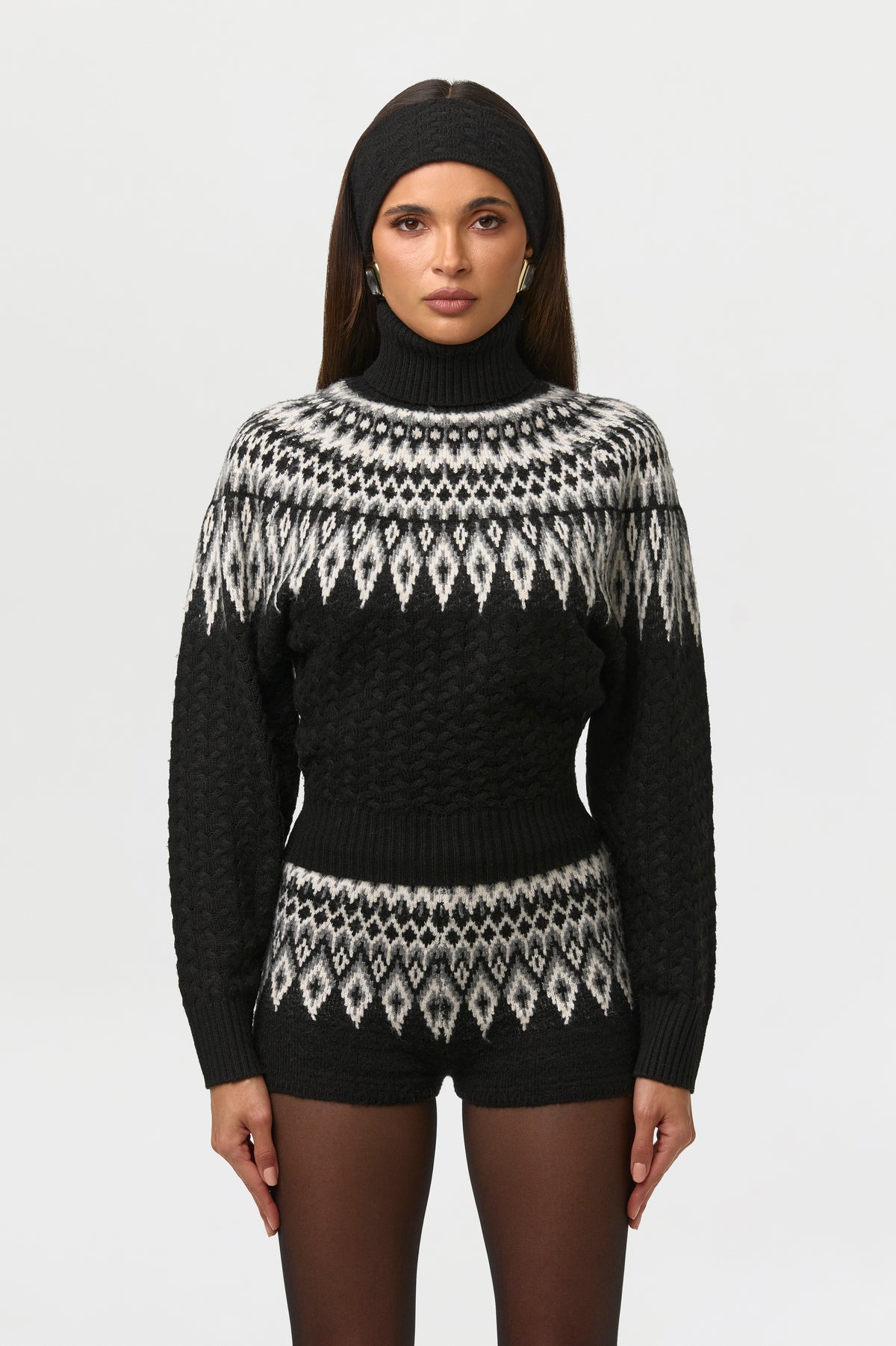 Knit Turtleneck Fair Isle Sweater