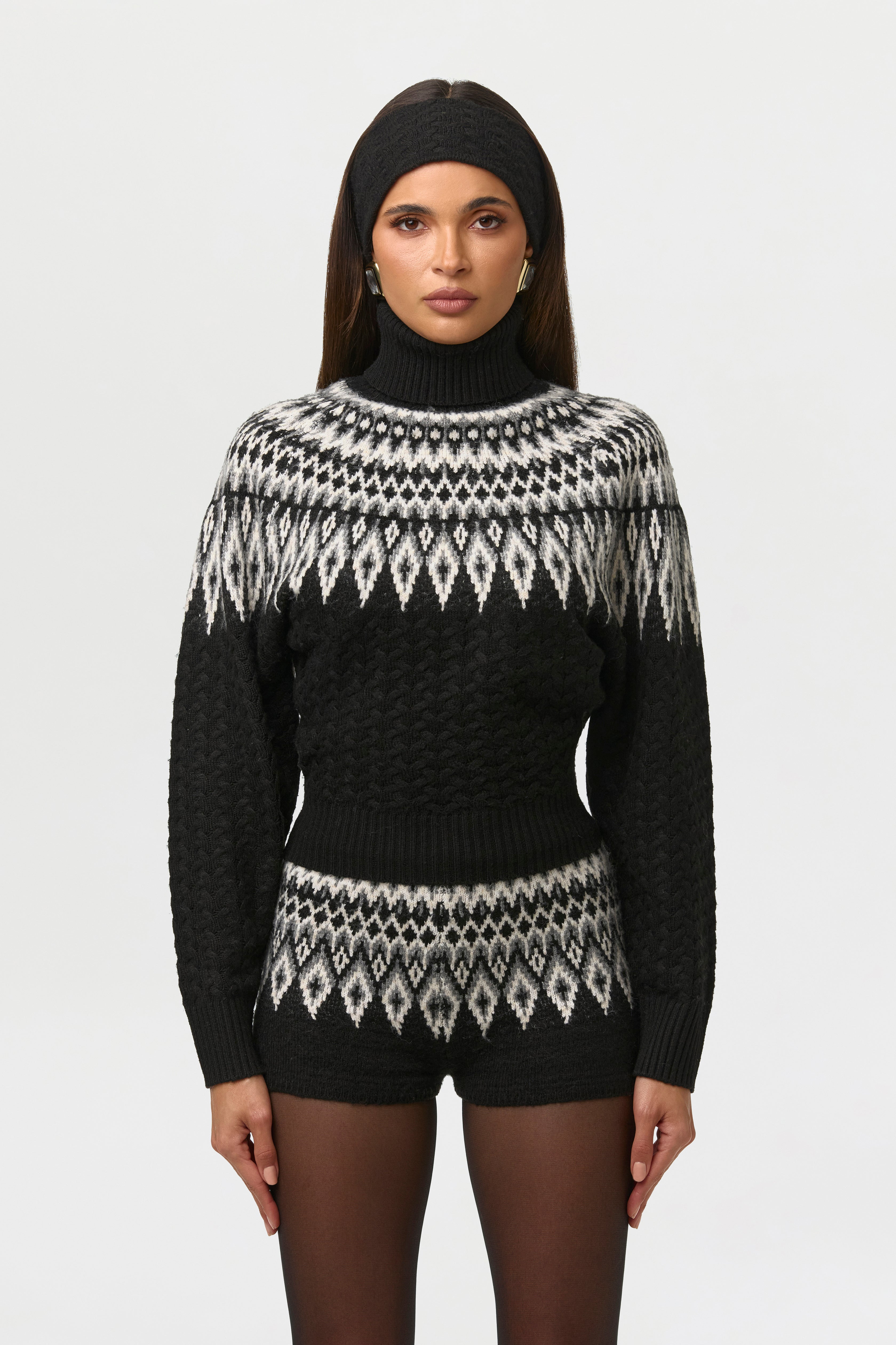 Knit Turtleneck Fair Isle Sweater