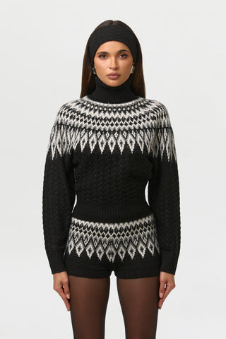 Knit Turtleneck Fair Isle Sweater