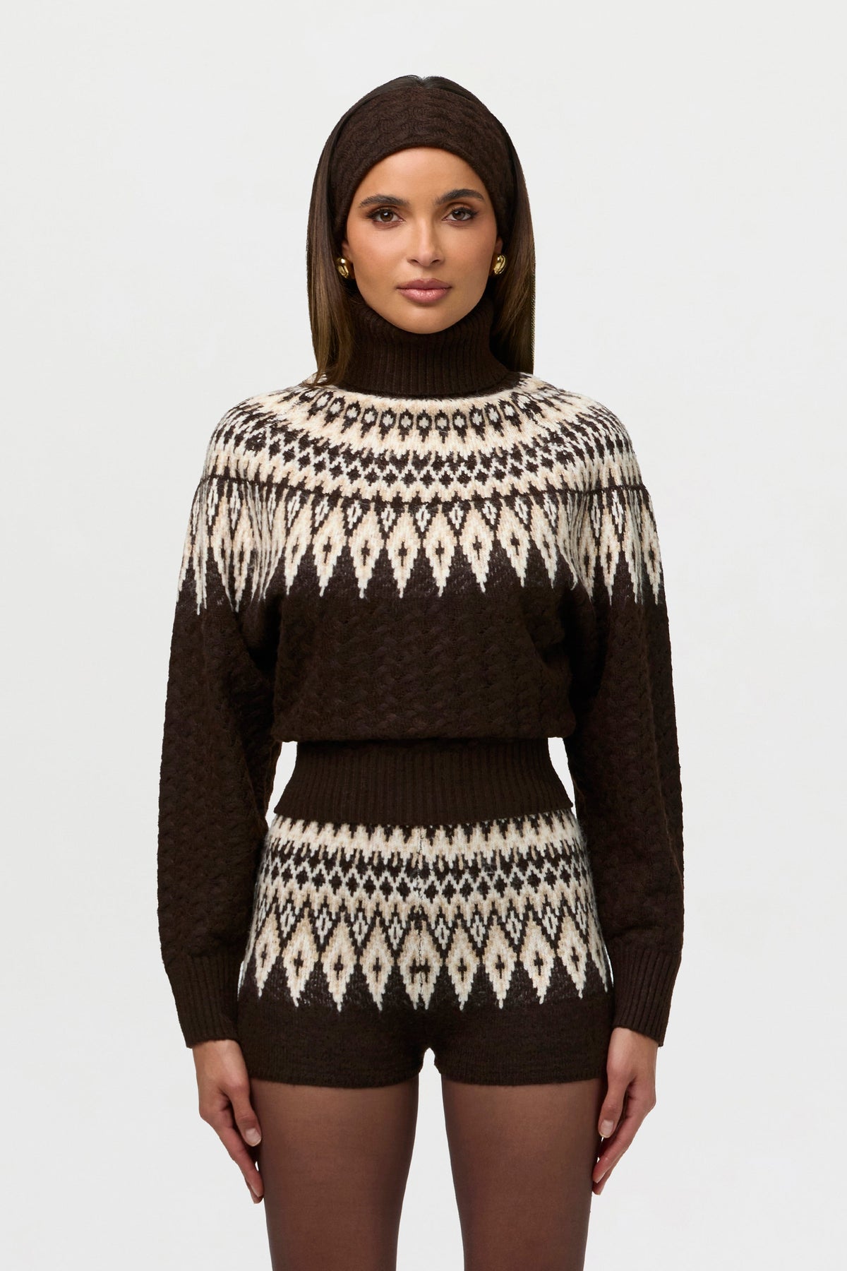 Knit Turtleneck Fair Isle Sweater