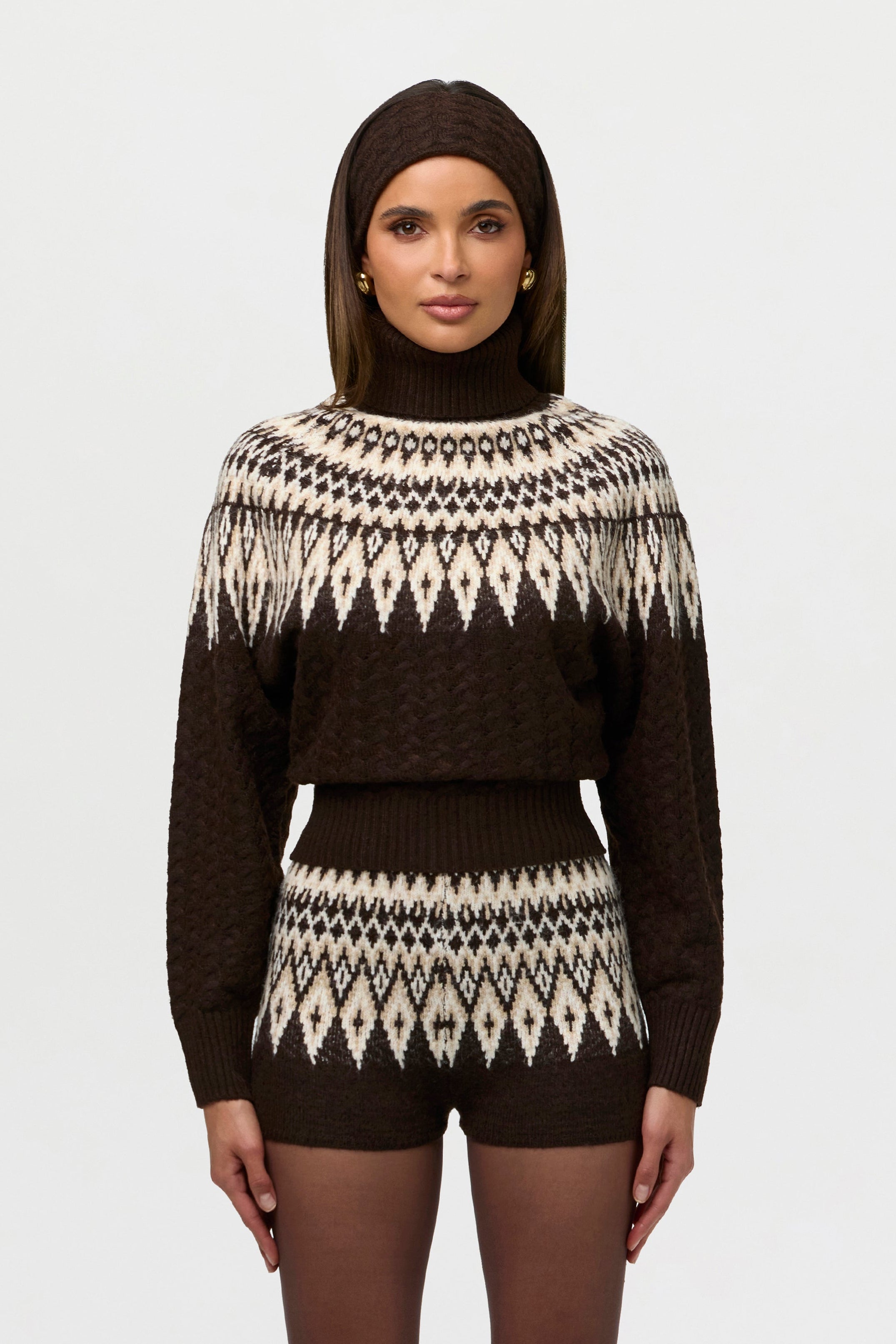 Knit Turtleneck Fair Isle Sweater