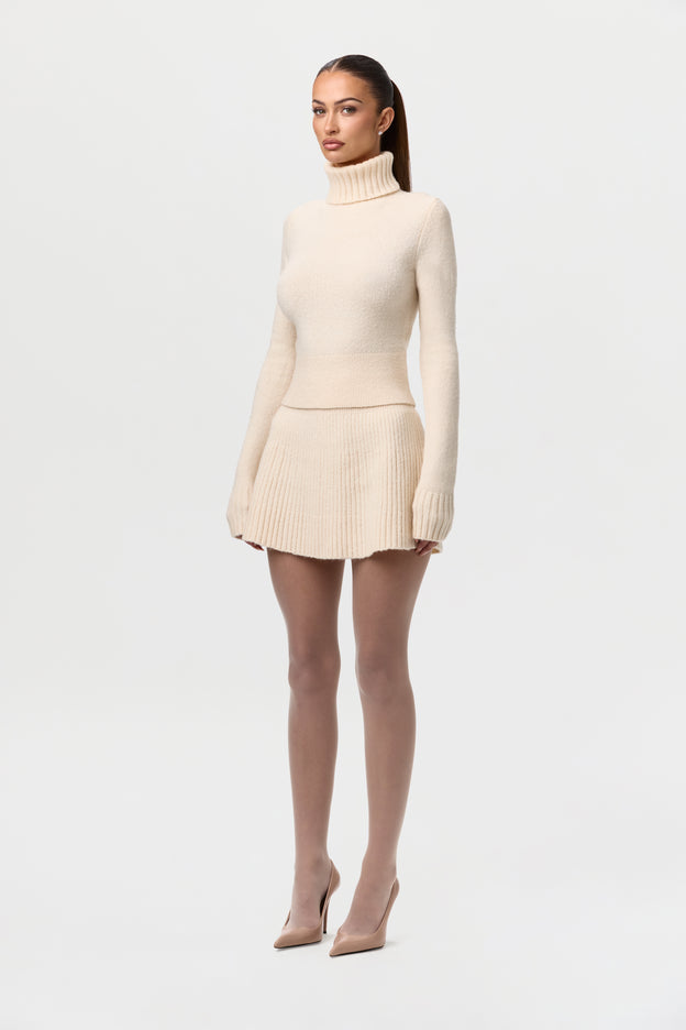 Knit Ribbed A-Line Mini Skirt