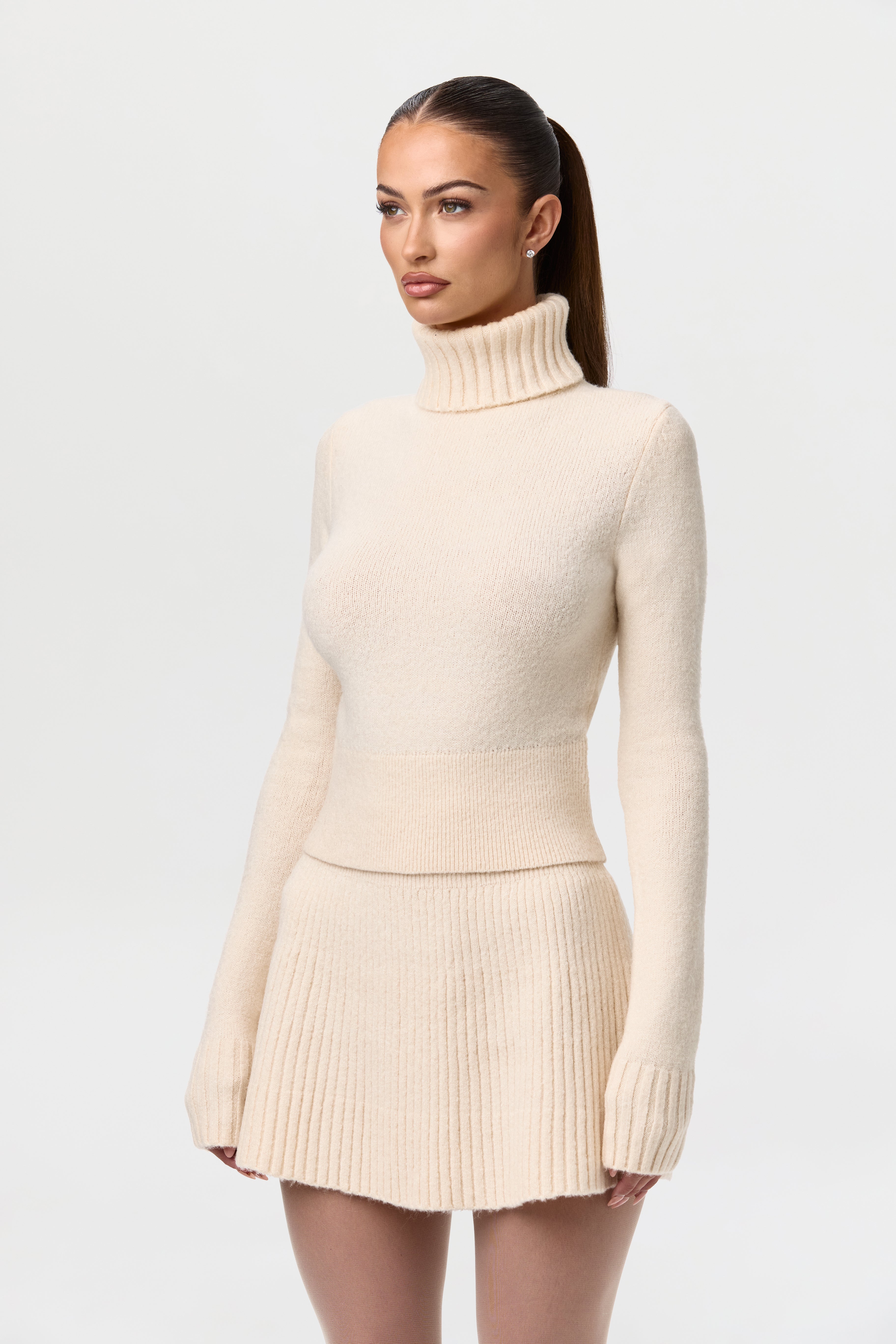 Knit Ribbed Turtleneck Sweater