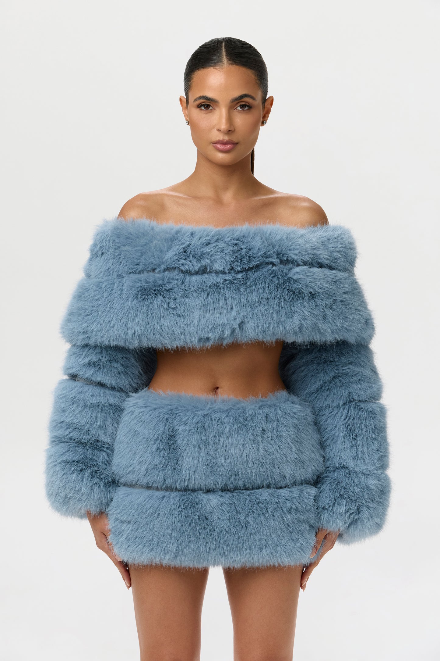 Faux Fur Off-Shoulder Pelted Top