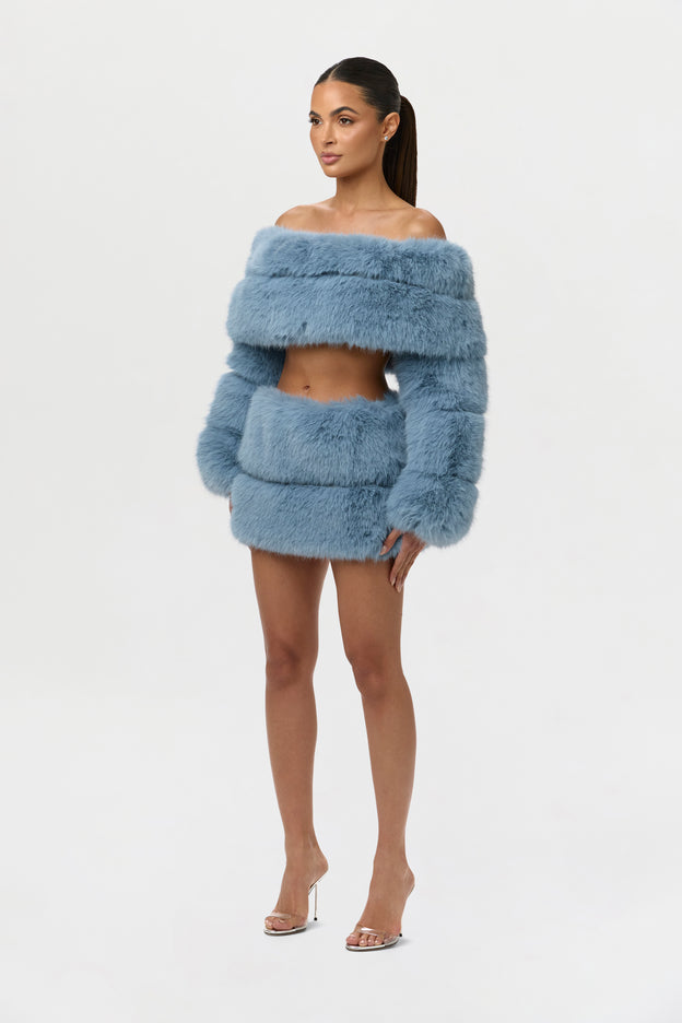 Faux Fur Pelted Mini Skirt