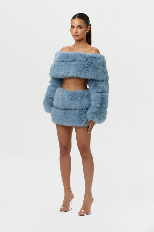 Faux Fur Pelted Mini Skirt
