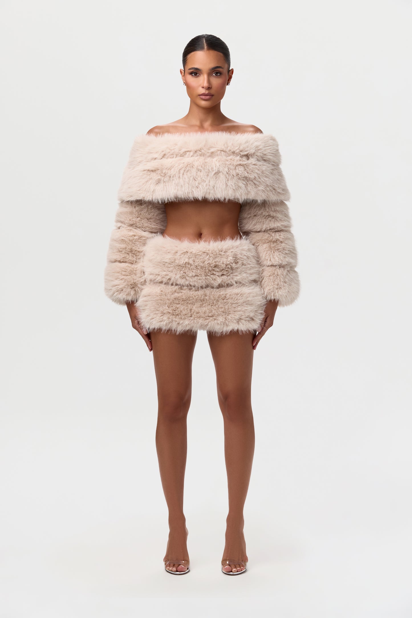 Faux Fur Pelted Off-Shoulder Top
