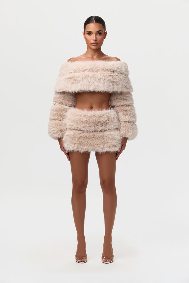 Faux Fur Off-Shoulder Pelted Top